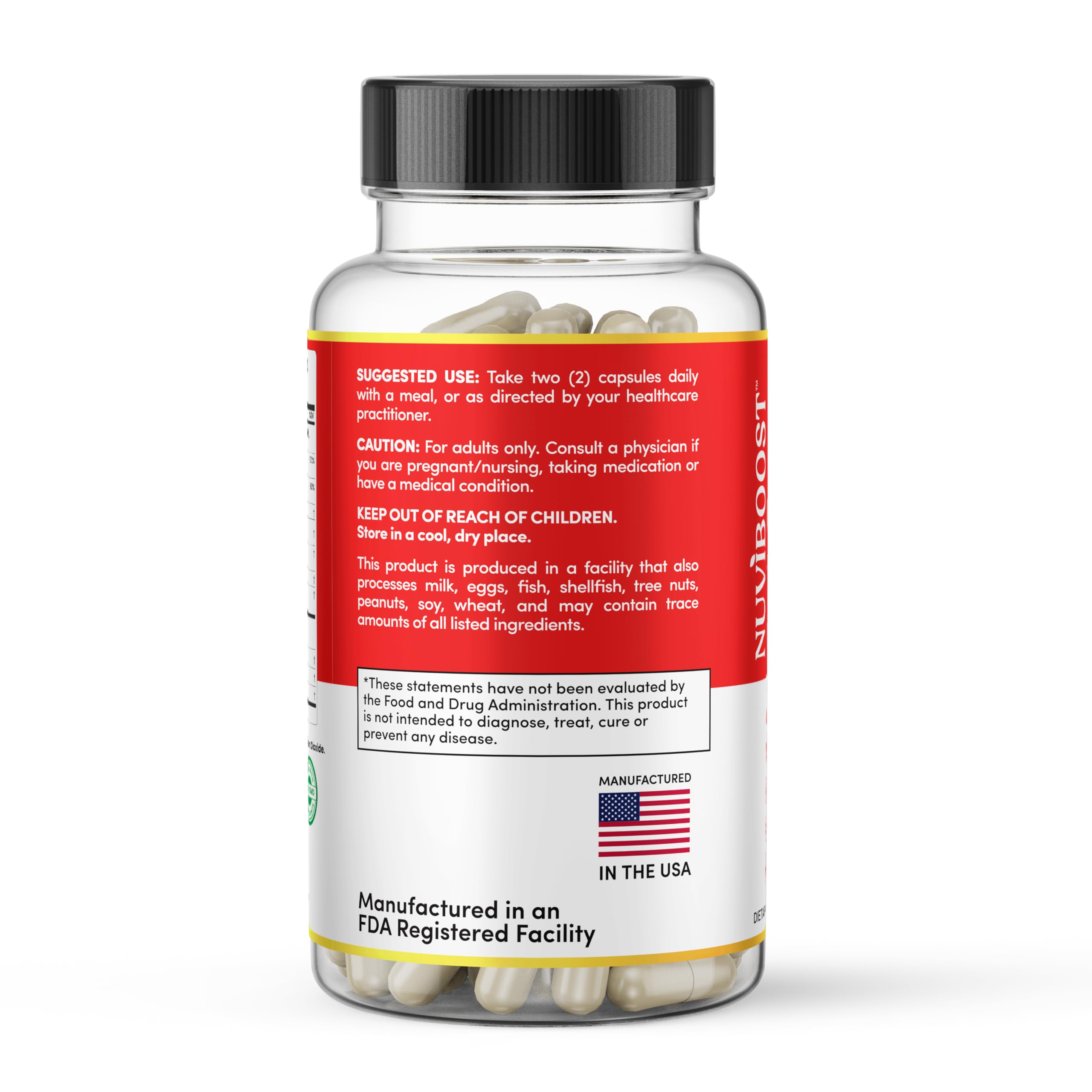 NUVIBOOST GlucoVantage USA-made label signals quality and safety.