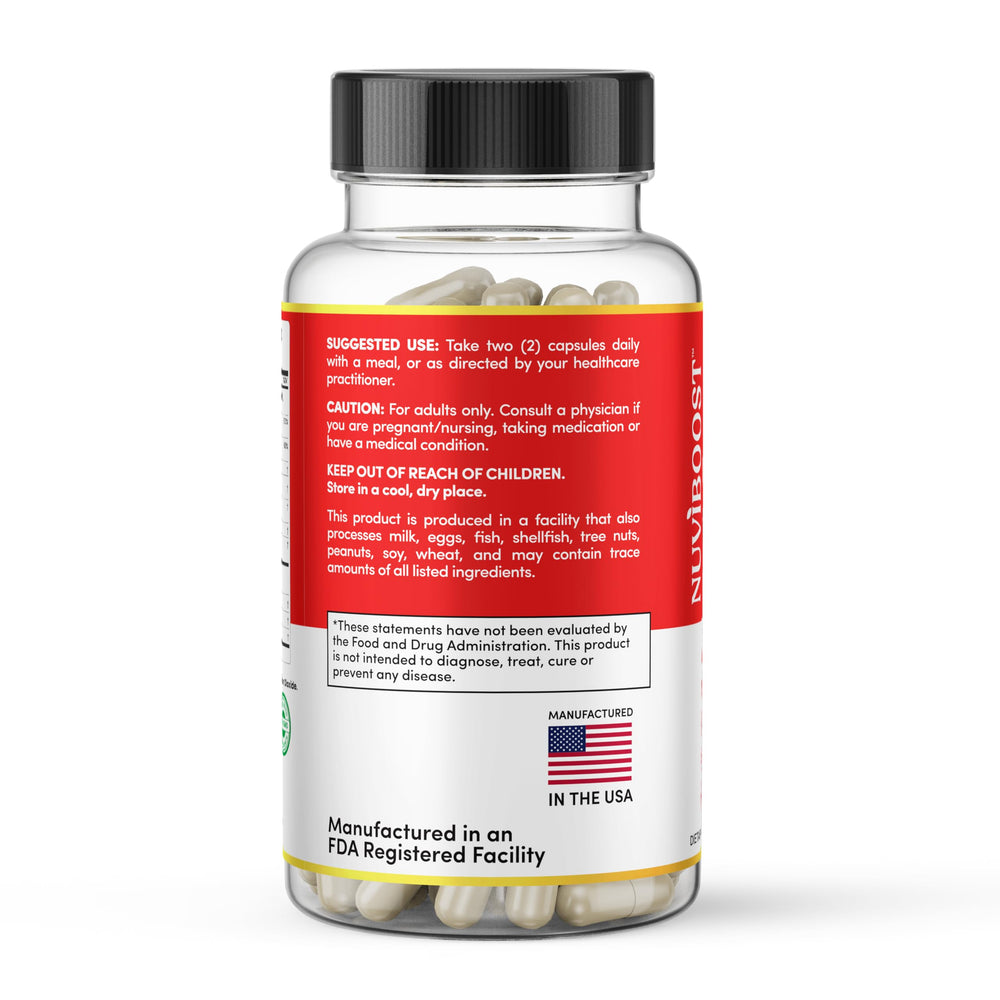 NUVIBOOST GlucoVantage USA-made label signals quality and safety.