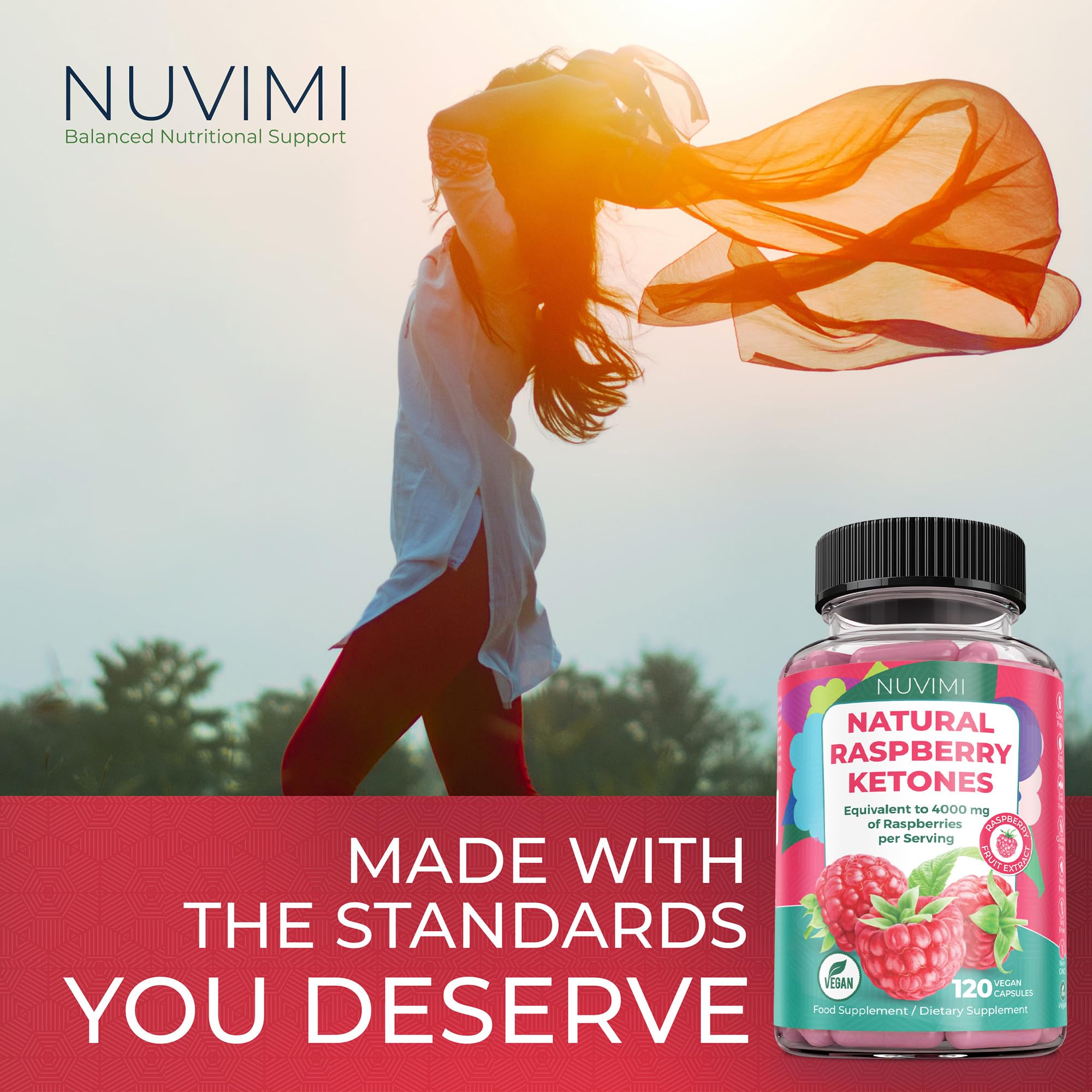 NUVIMI Raspberry Ketones box ready to support a keto-ready routine.