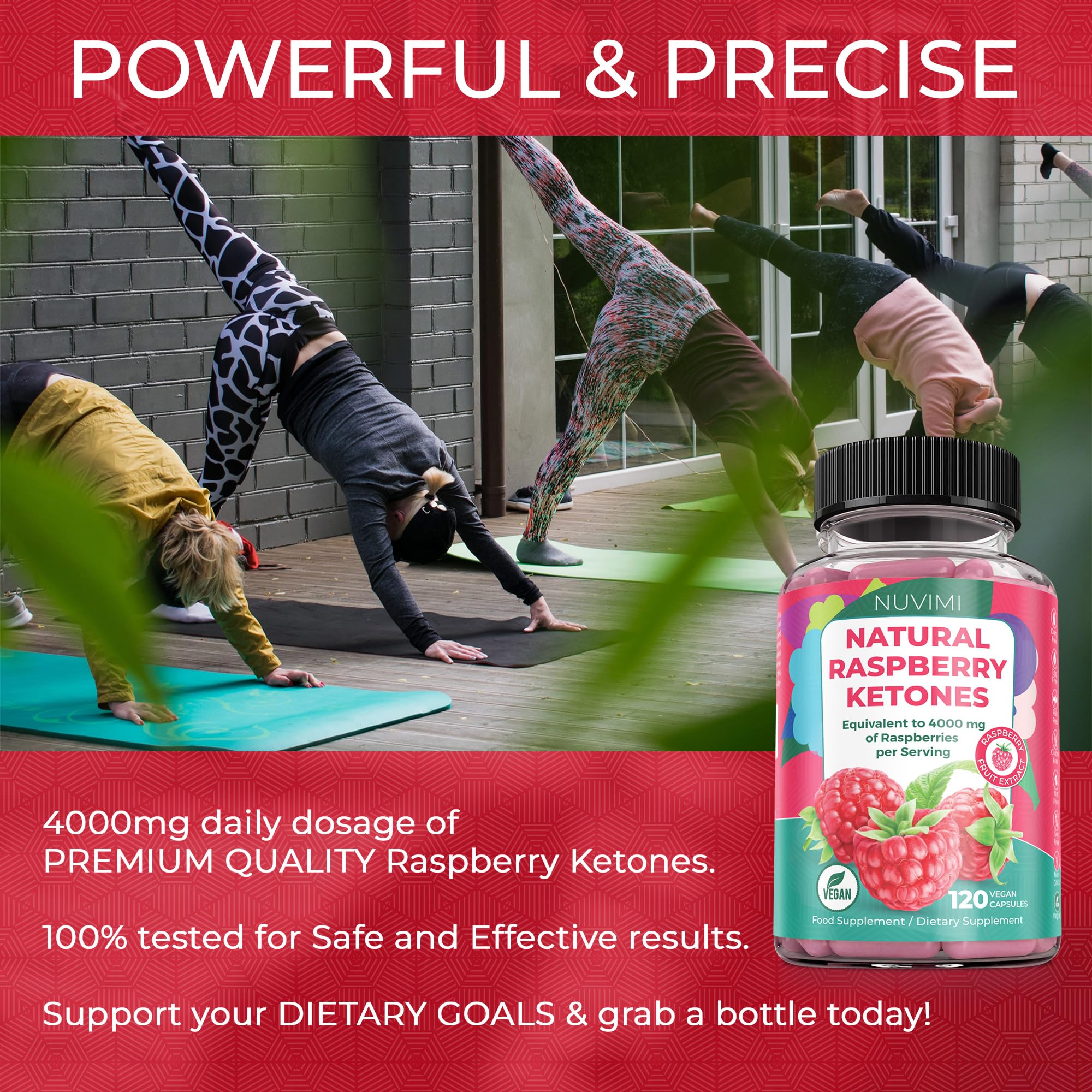 NUVIMI Raspberry Ketones in-use with water for daily supplementation.