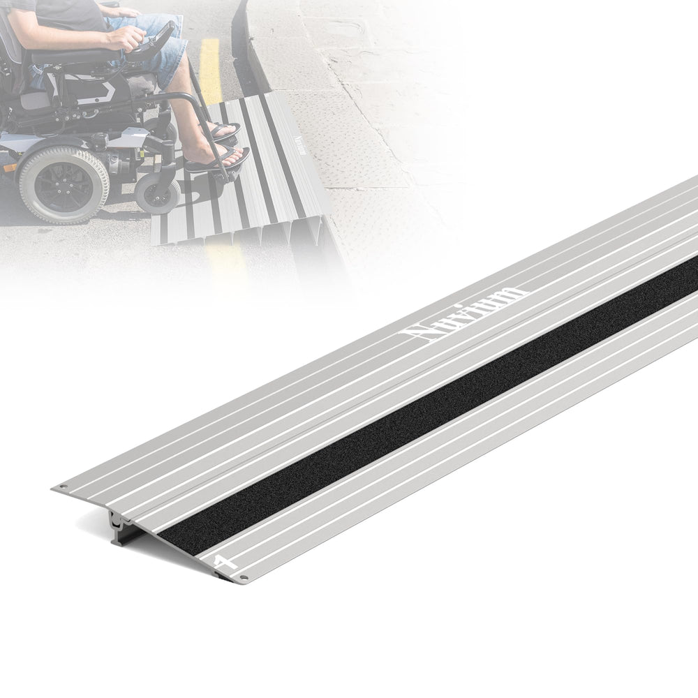 Nuvium Rise Threshold Ramp front view, durable aluminum for doorway access.