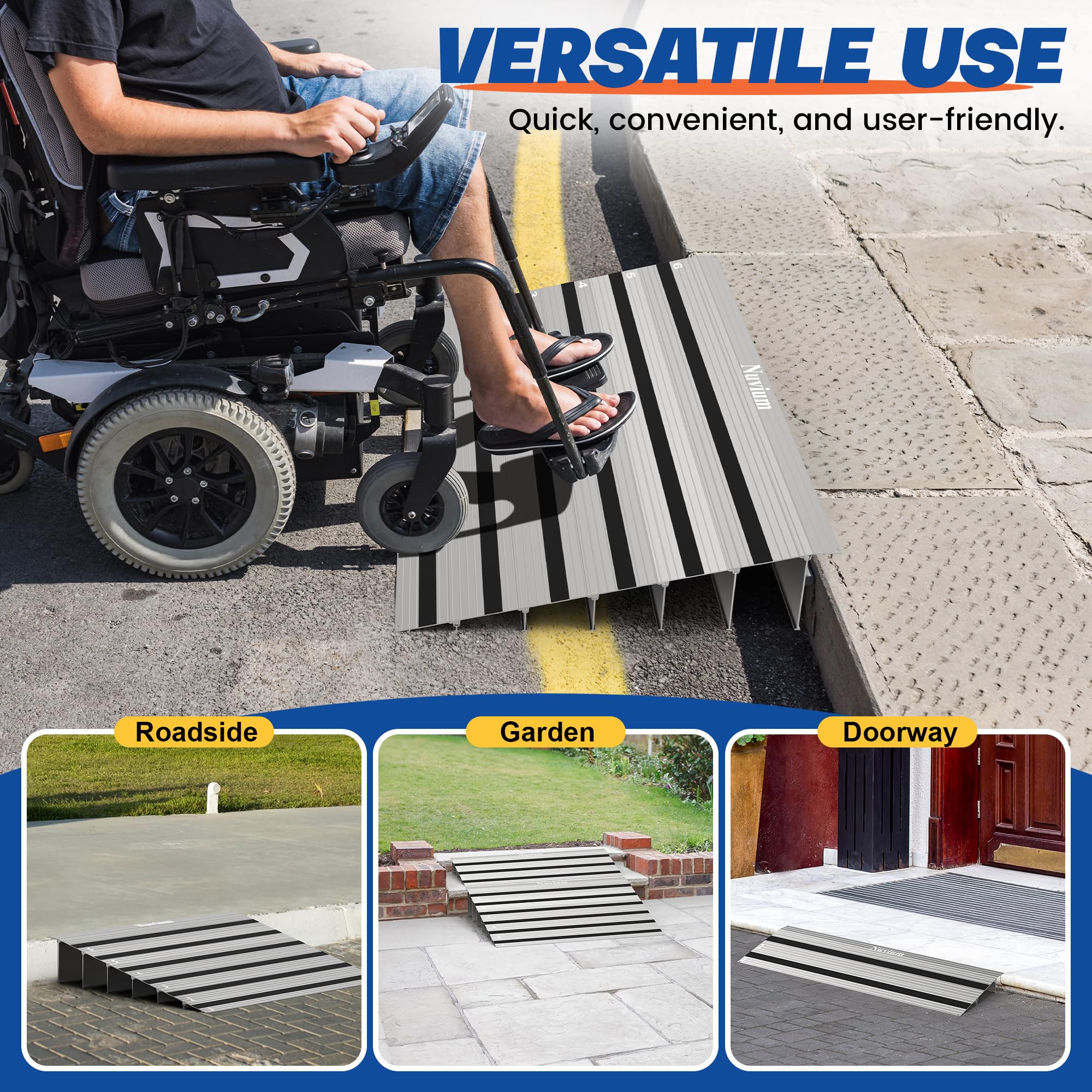 Nuvium Rise Threshold Ramp installed in a doorway, stable and ready for use.