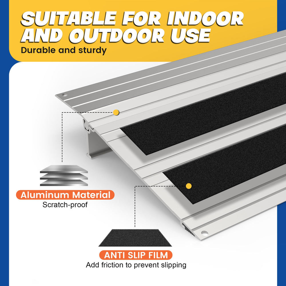 Nuvium Rise Threshold Ramp top flap adjustment, height flexibility for uneven thresholds.
