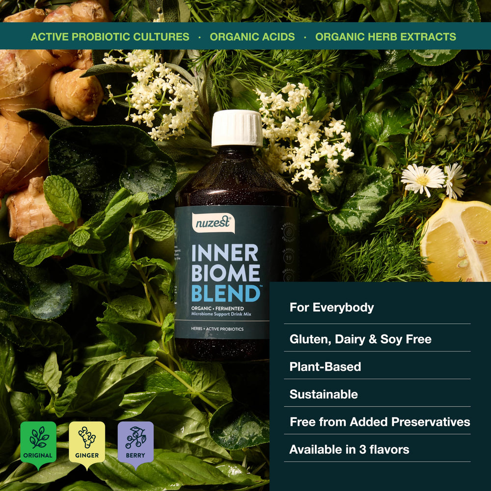 Nuzest Inner Biome Blend fermentation closeup showing natural acids.