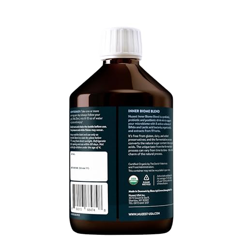 Nuzest Inner Biome Blend label front highlights organic ingredients.