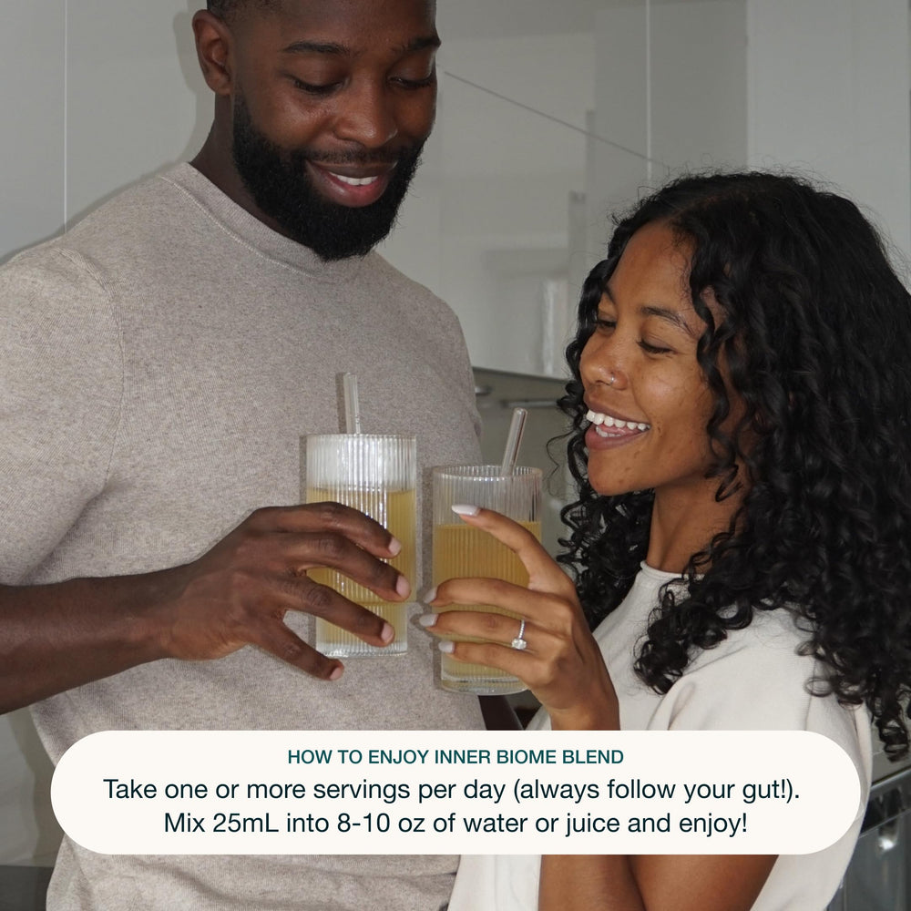 Nuzest Inner Biome Blend bottle ready for daily ritual and microbiome support.