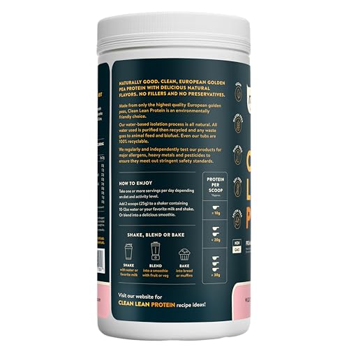 Nuzest pea protein powder wild strawberry scoop for easy serving.