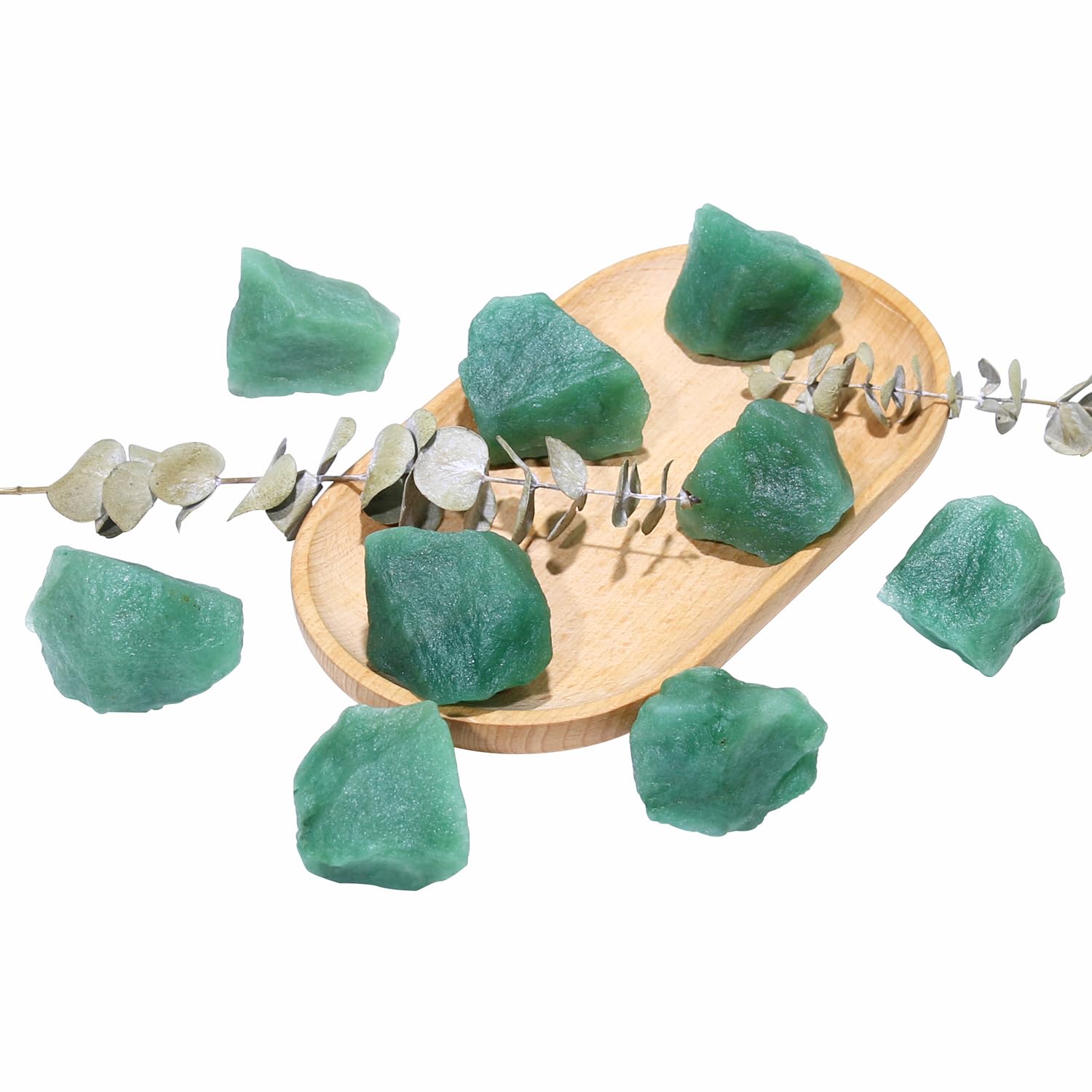 Nvzi green aventurine stones decorative accent for shelves.