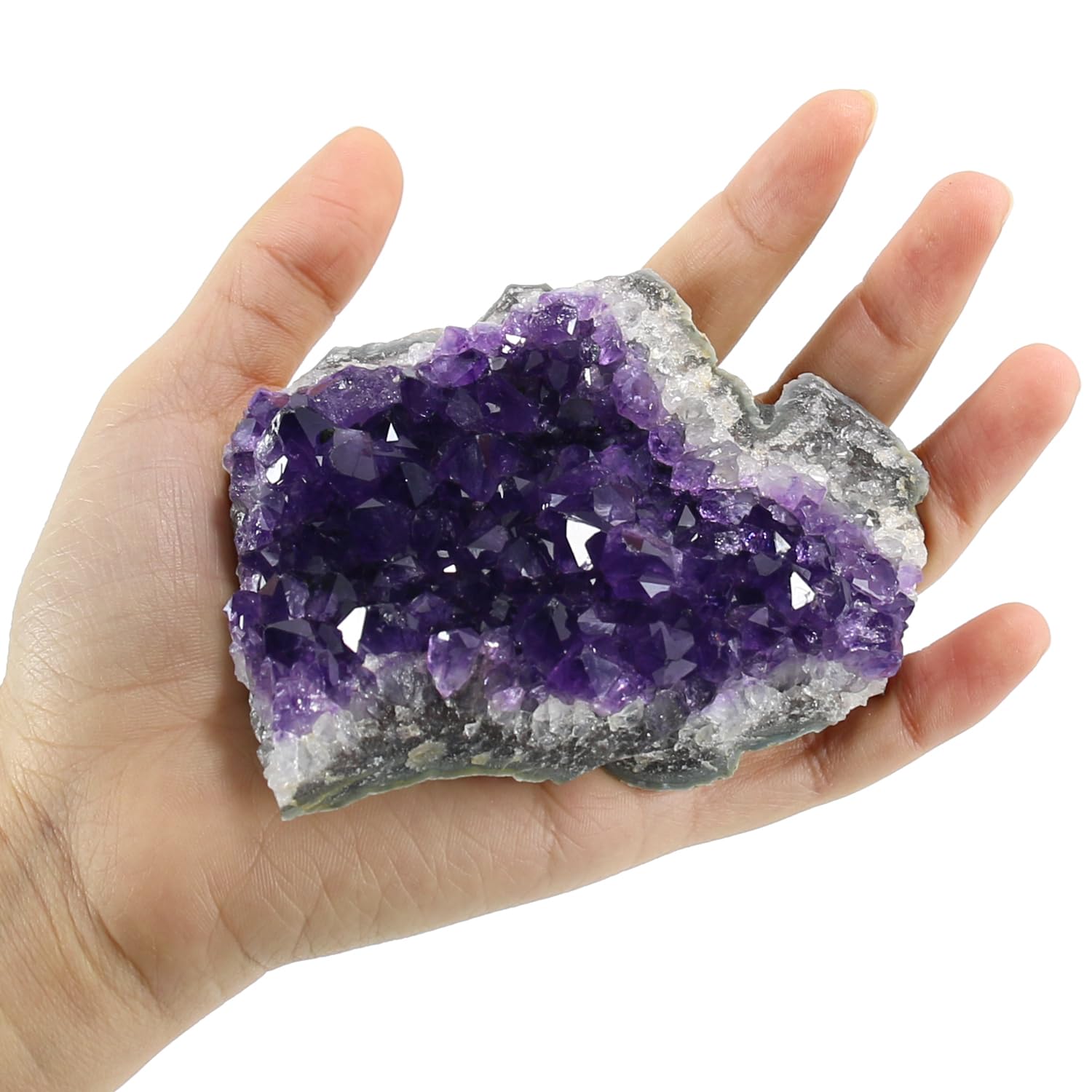 Unique amethyst piece, each cluster varies in form but shares quality.