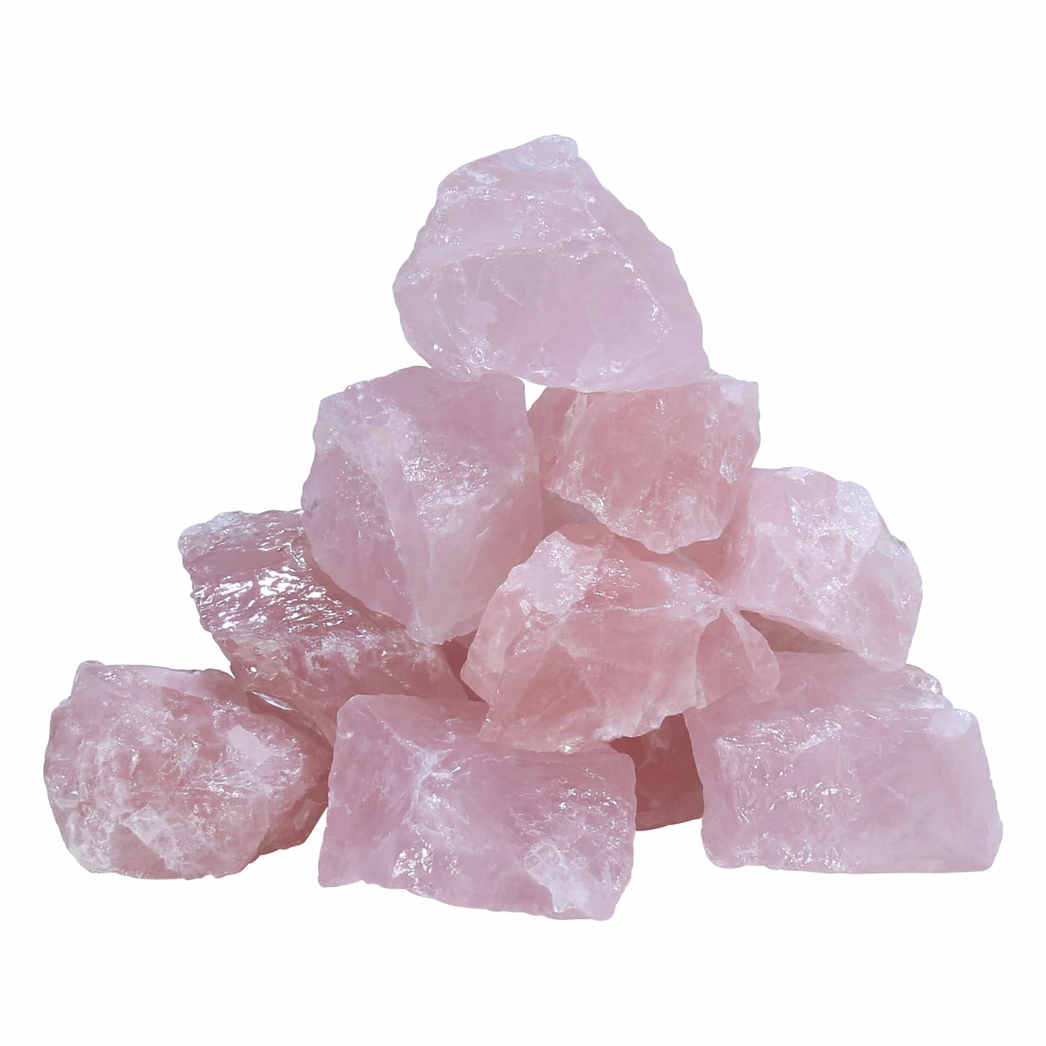 Nvzi rose quartz crystal closeup showing natural color variations for display