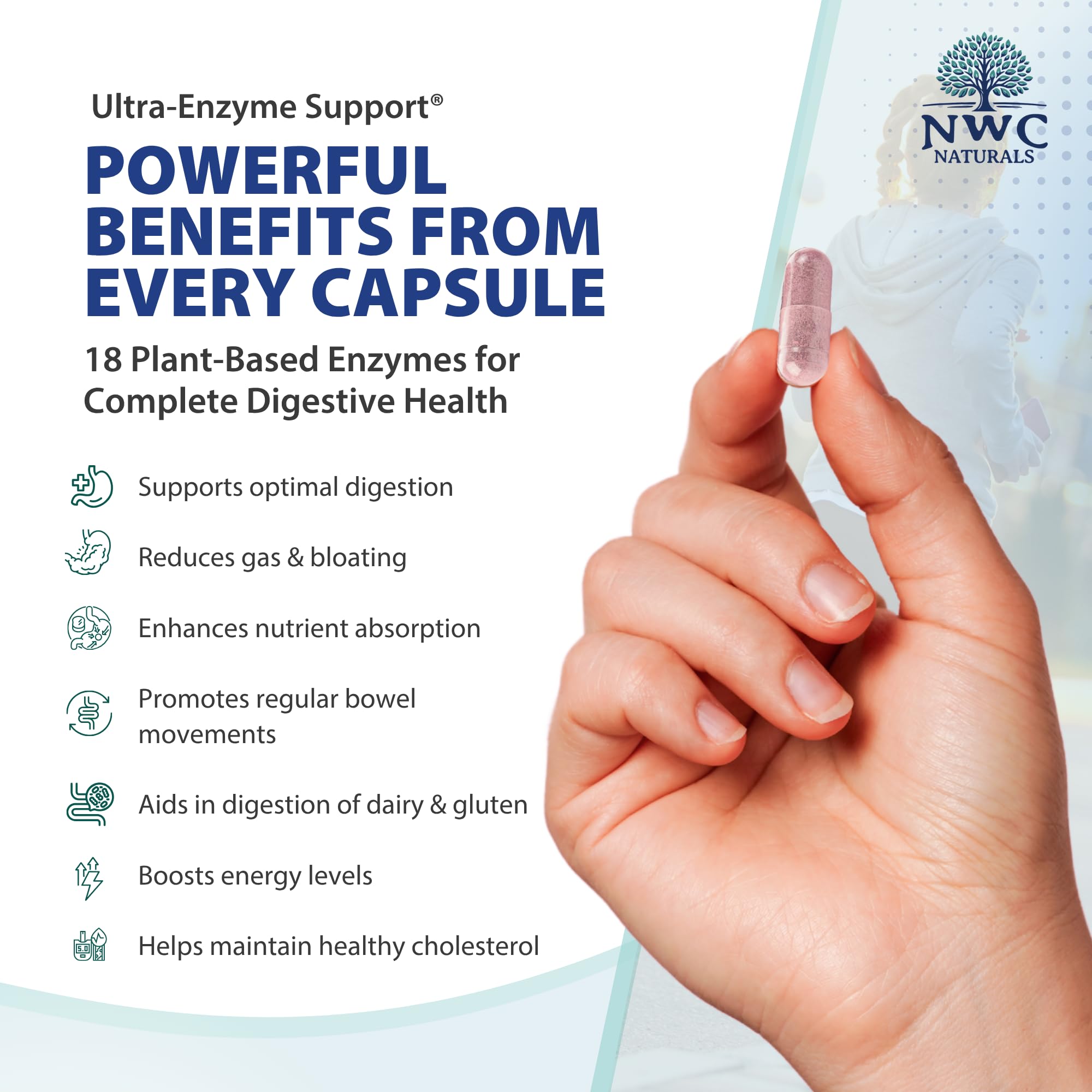 Capsules close-up reveals vegetarian enzymes for digestion.