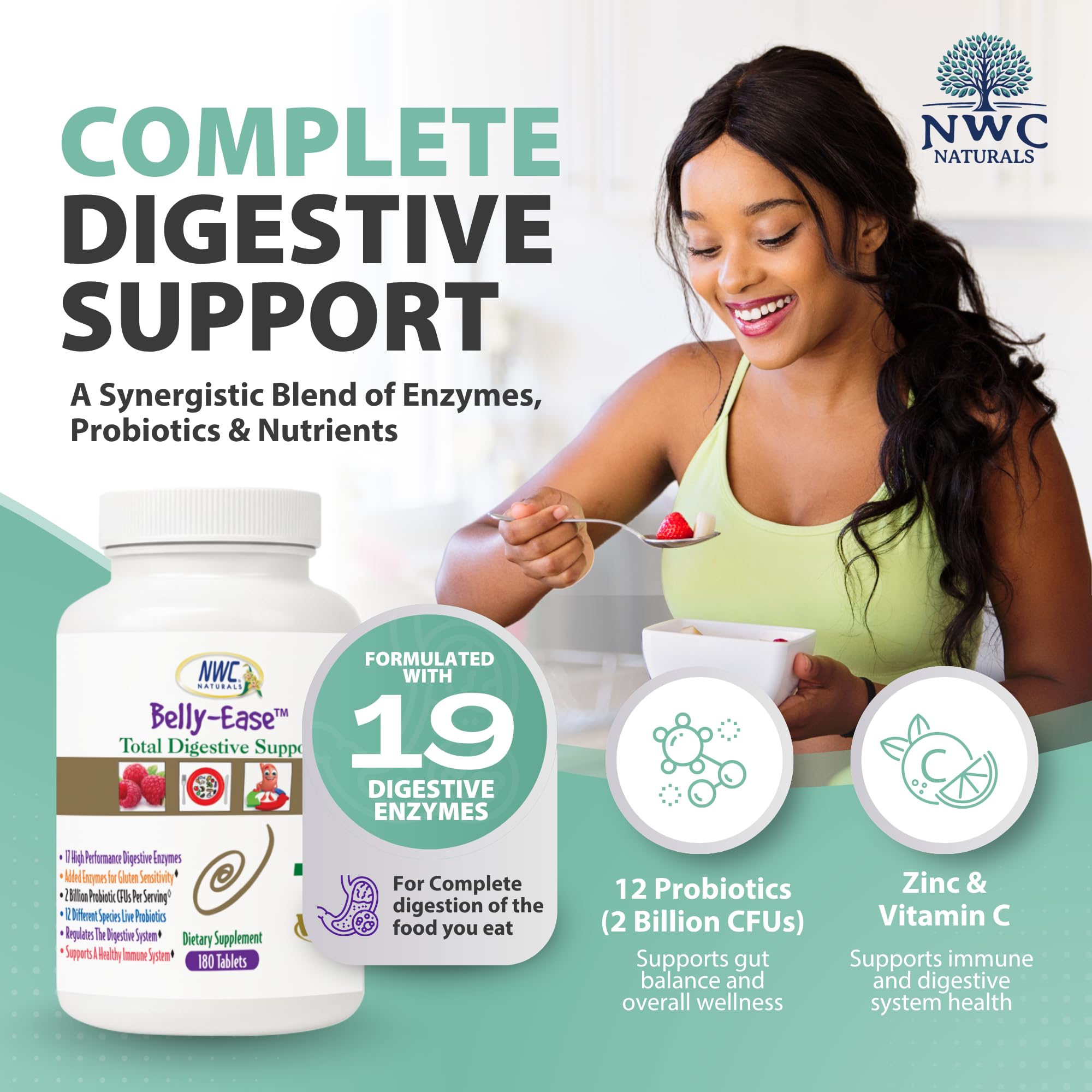 Live probiotic cultures with billions of CFUs per serving in Belly-Ease