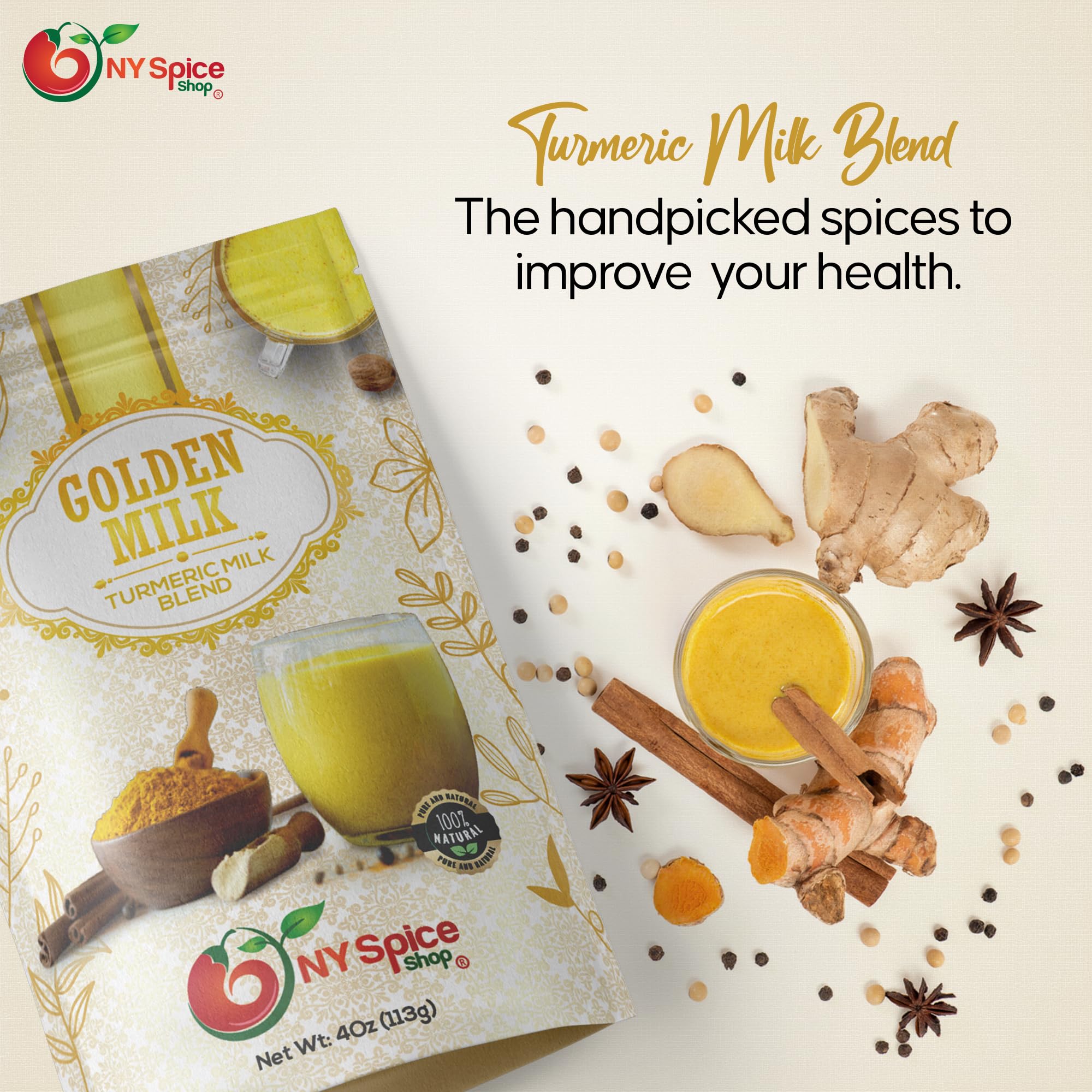 NY Spice Shop 4oz Golden Milk tin keeps powder fresh and handy.