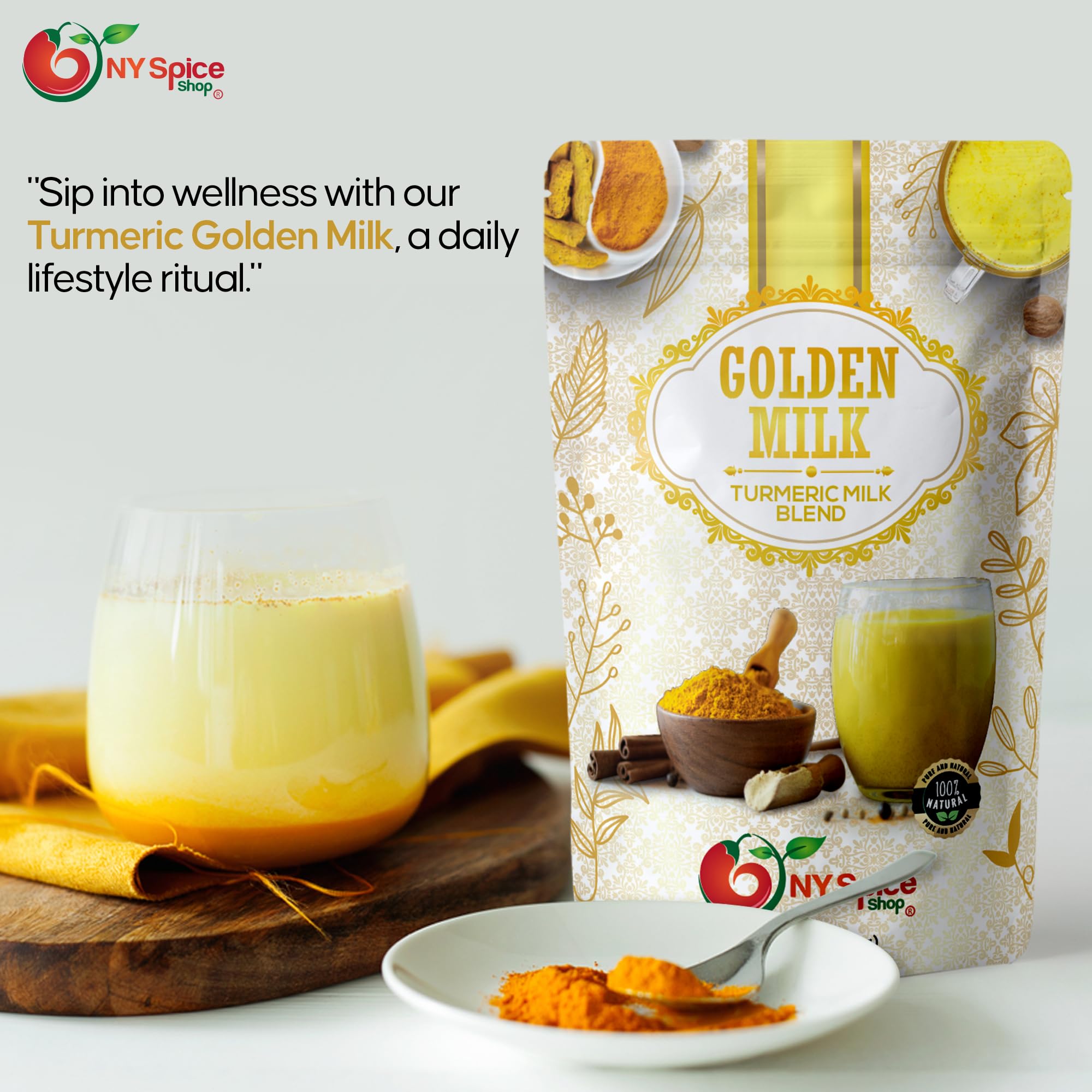 NY Spice Shop Golden Milk Powder used in baking for spiced treats.