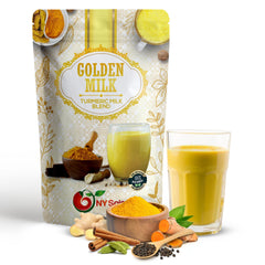 NY Spice Shop Golden Milk Powder tub for easy home latte or smoothie boosts.