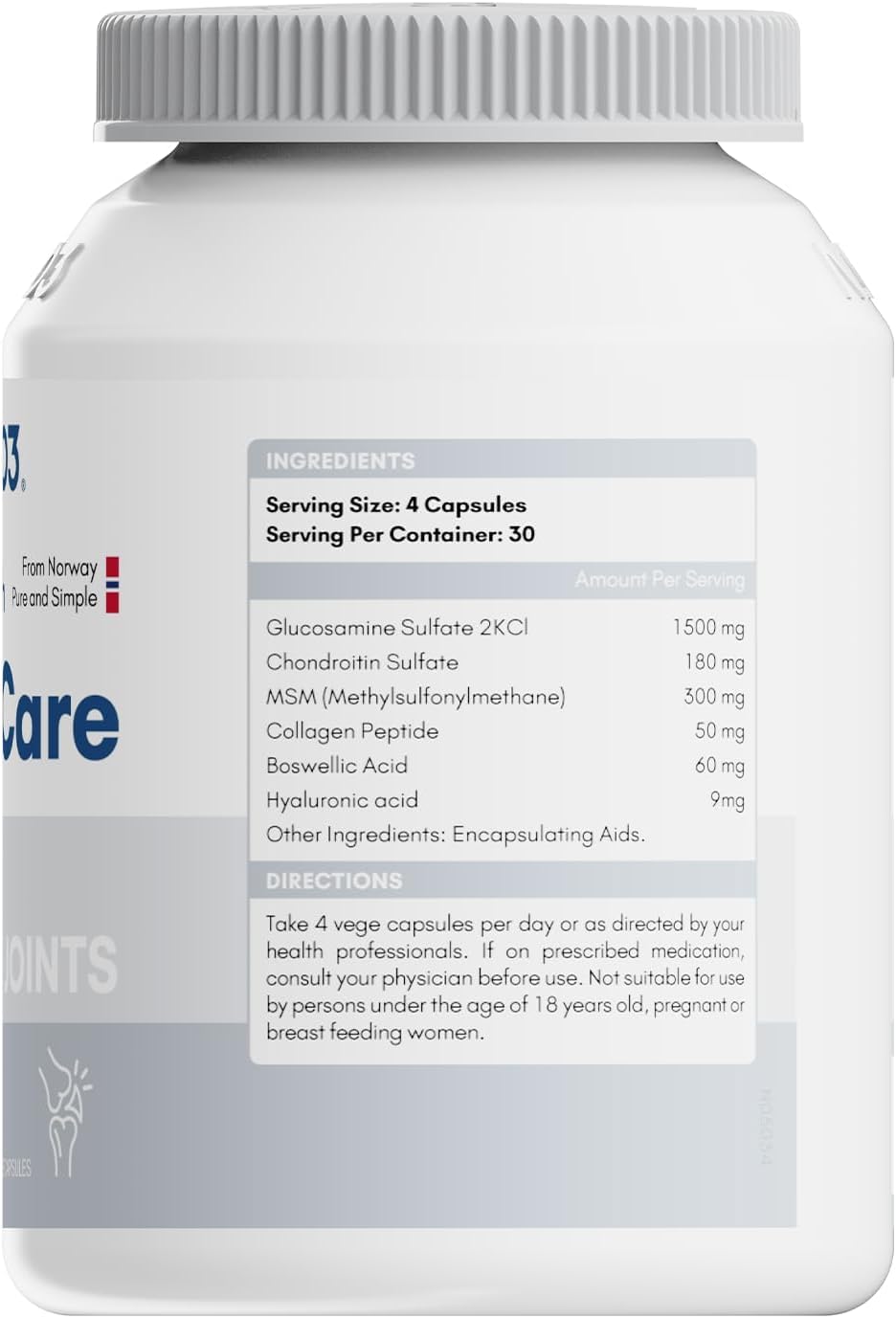 Close-up of NYO3 capsules 120-count showing easy-to-swallow design.