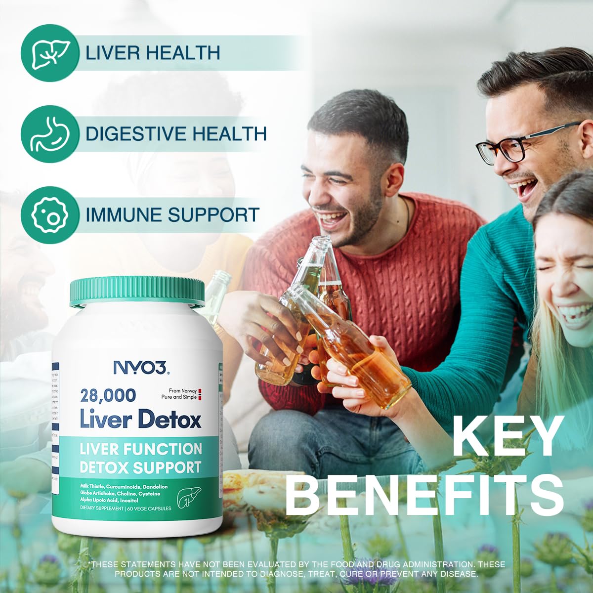 NYO3 capsules being poured suggests easy daily ritual.