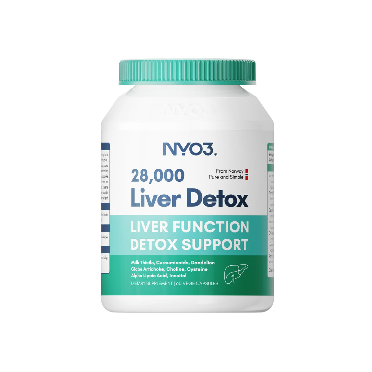 NYO3 milk thistle bottle front demonstrates liver support potential with herbal ingredients.