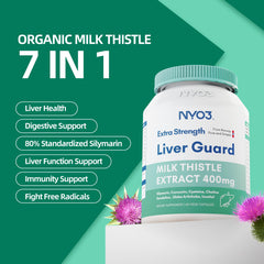 NYO3 Milk Thistle bottle pour demonstrates simple capsule intake.