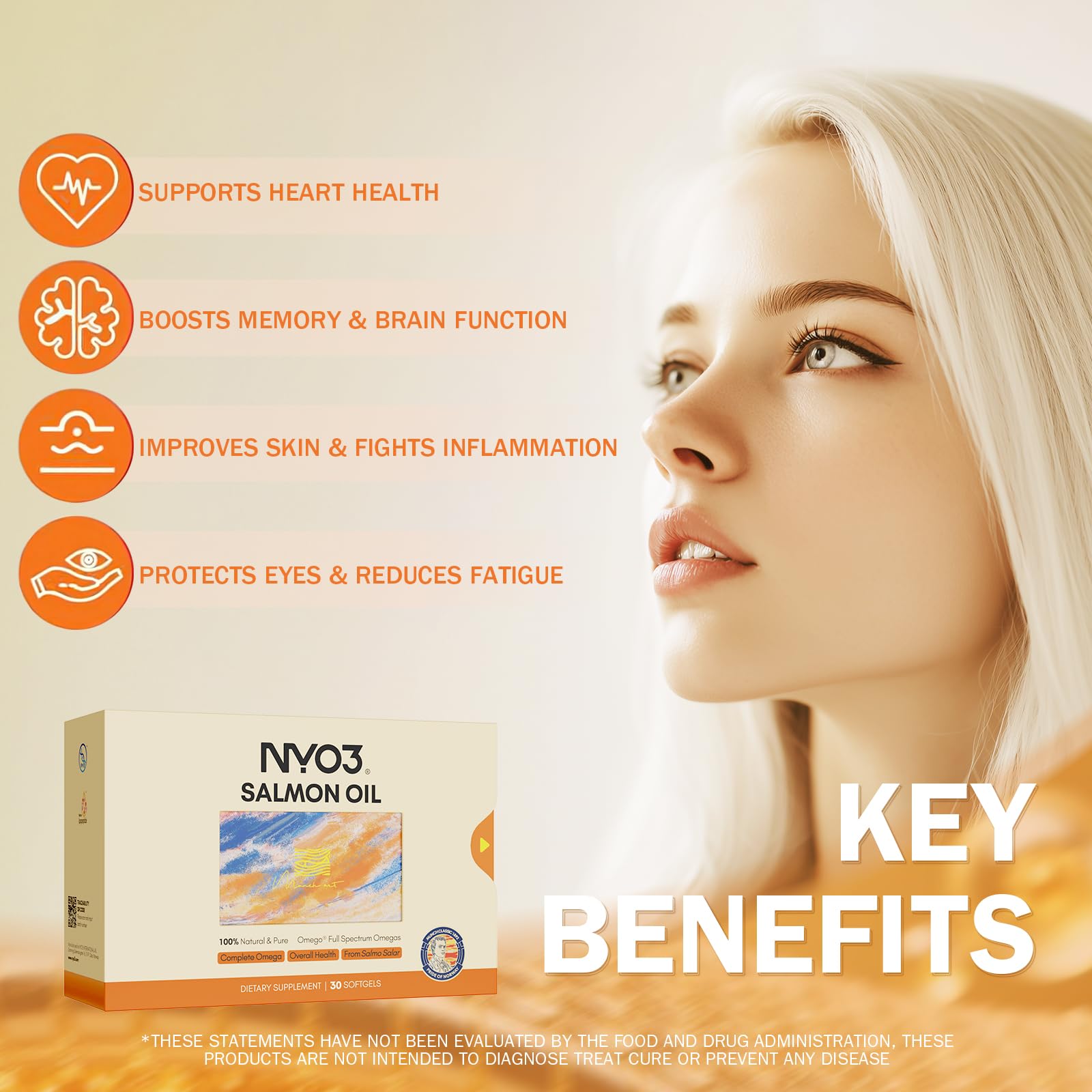 NYO3 Salmon Oil 97-arctic-scene hints at Arctic-origin freshness and purity