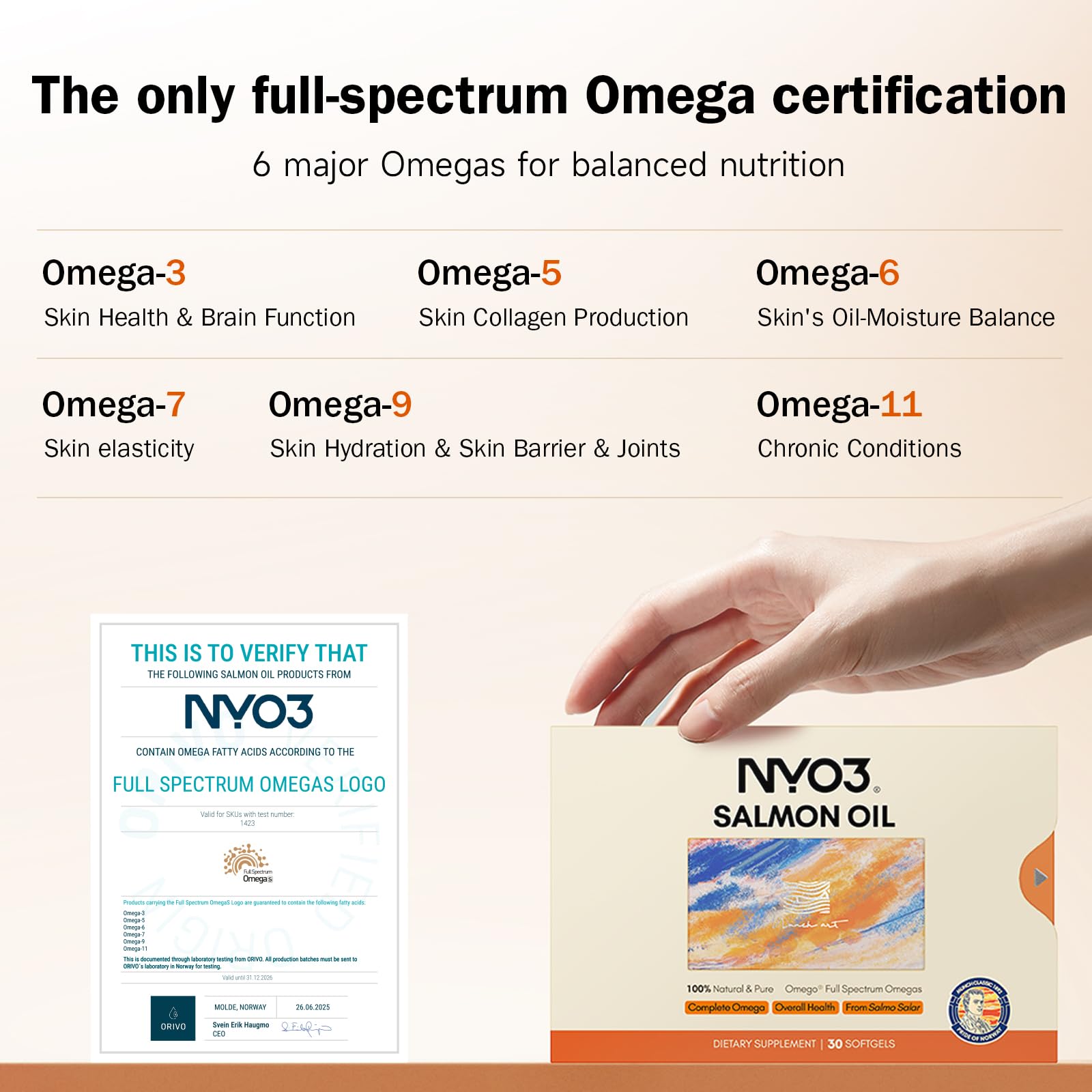 NYO3 Salmon Oil 97-label emphasizes purity and transparent certifications for trust