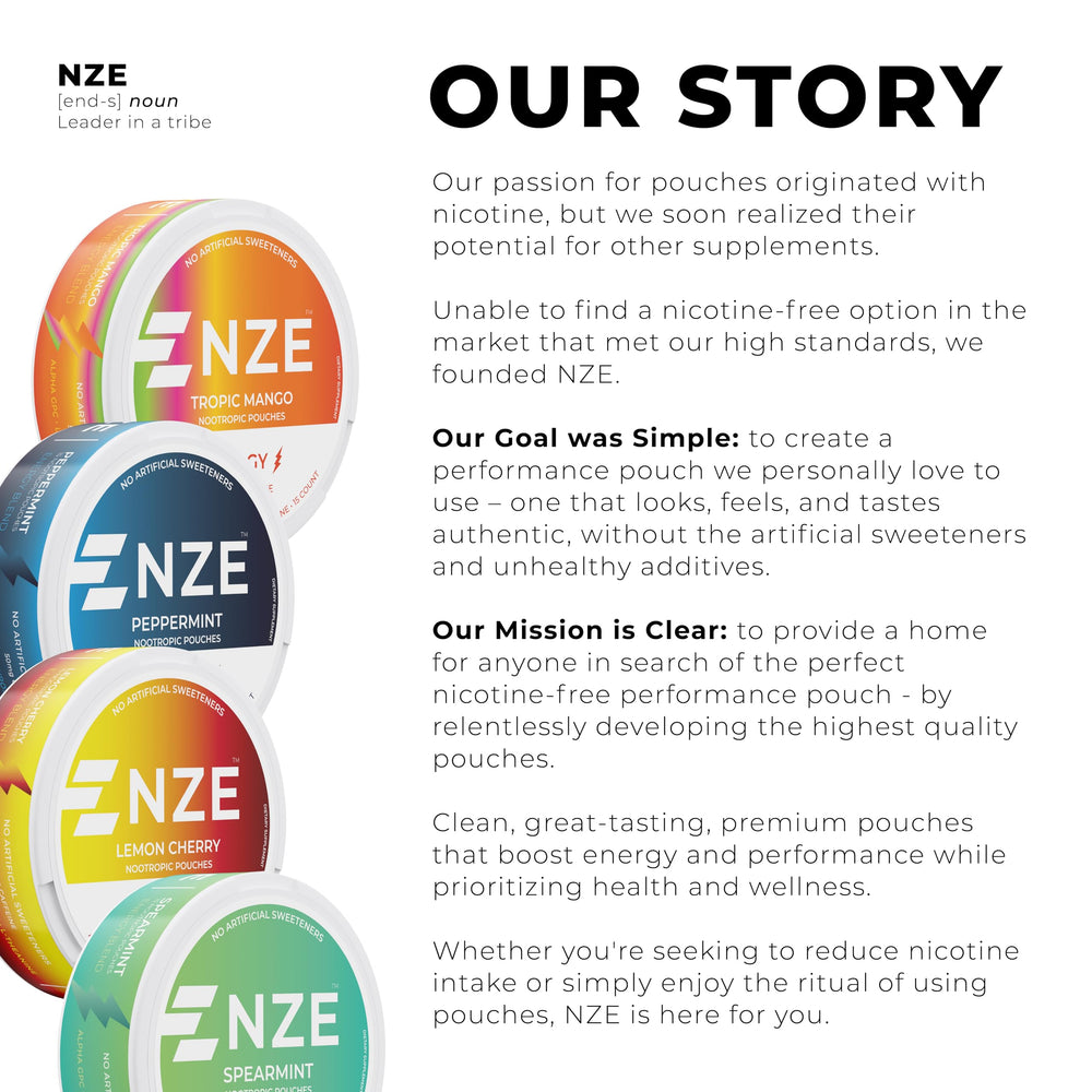 NZE Caffeine Nootropic Pouches Lemon Cherry taste-suggestion in hand