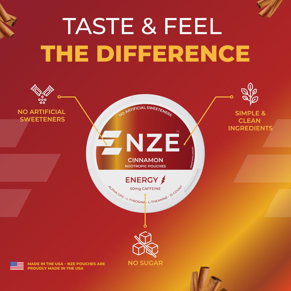NZE Caffeine Nootropic Pouches made in the USA with quality ingredients.