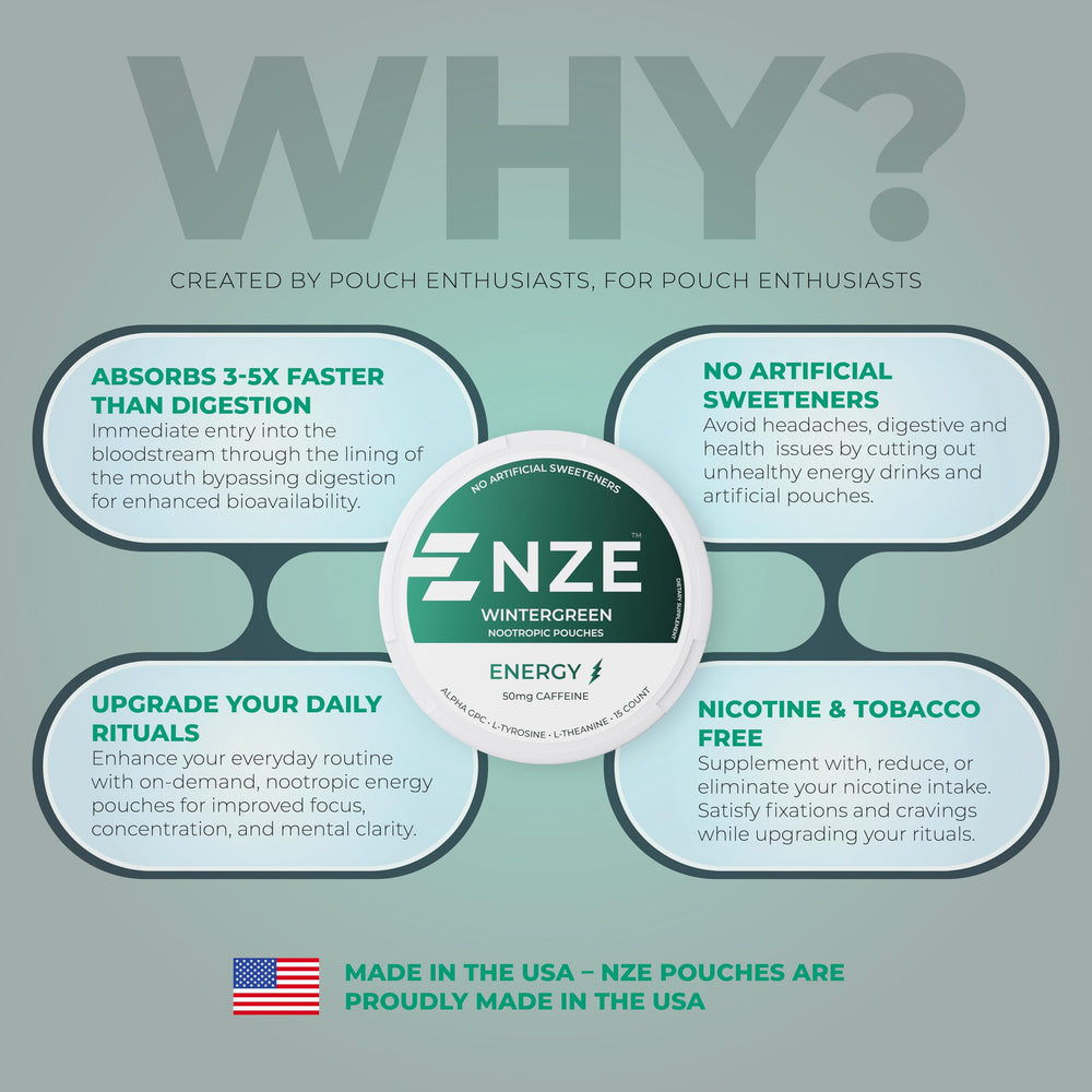 NZE pouch used during desk work or quick workout break.