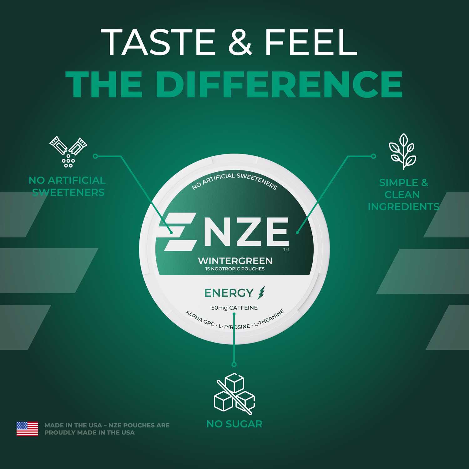 NZE Made in USA banner on packaging emphasizing quality.