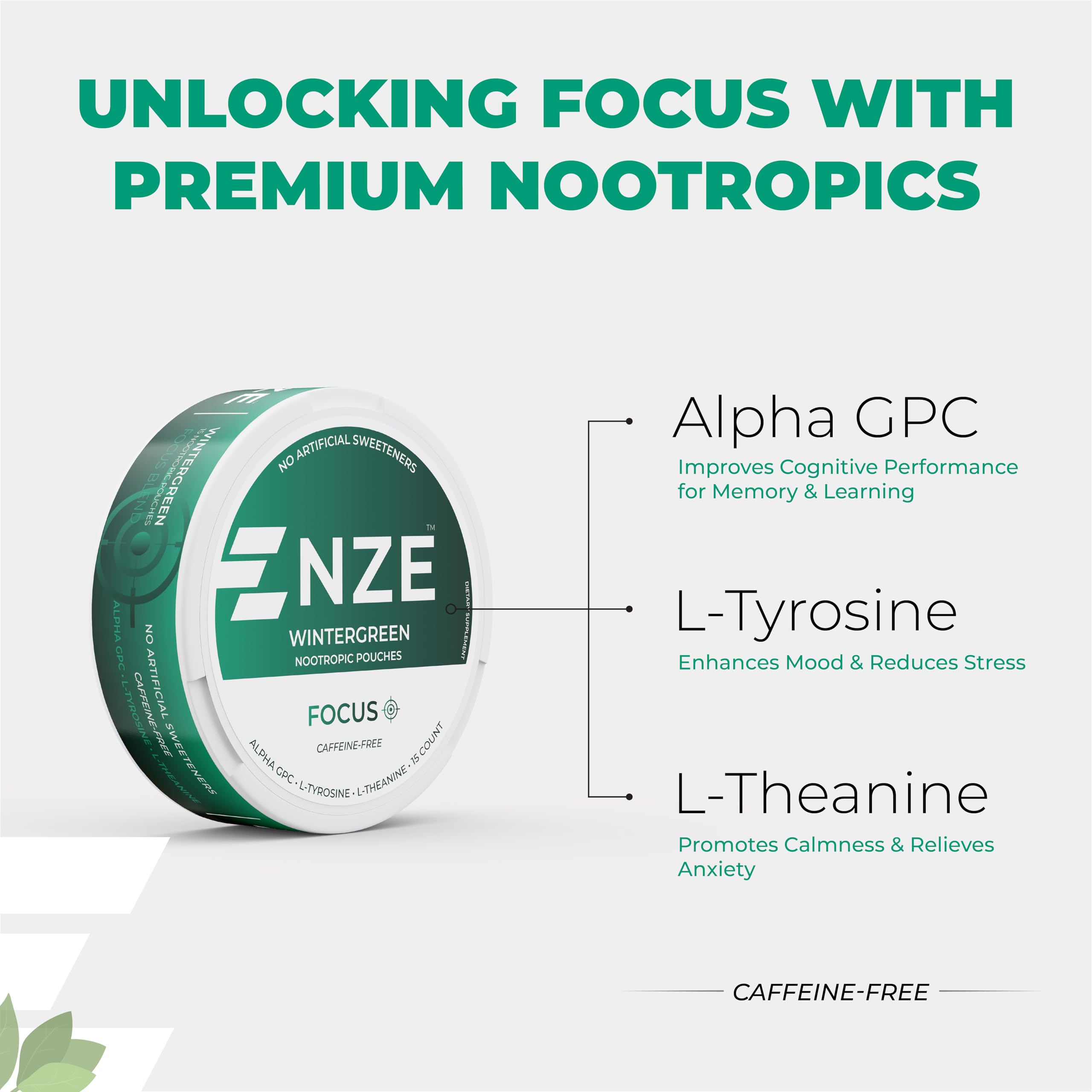 NZE Focus pouch dispensing into mouth for fast absorption.