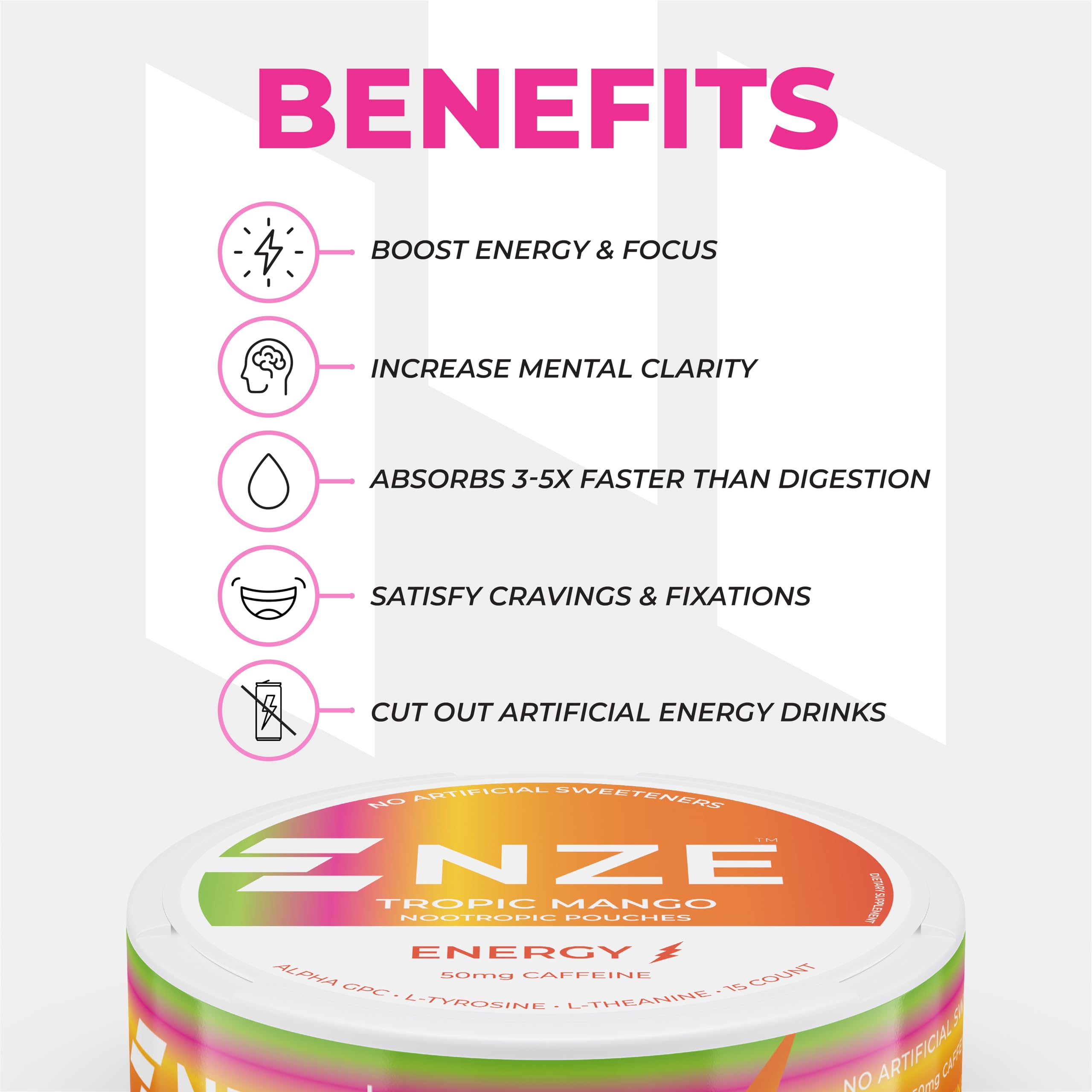 Nutrition panel and natural sweeteners highlighted on package.