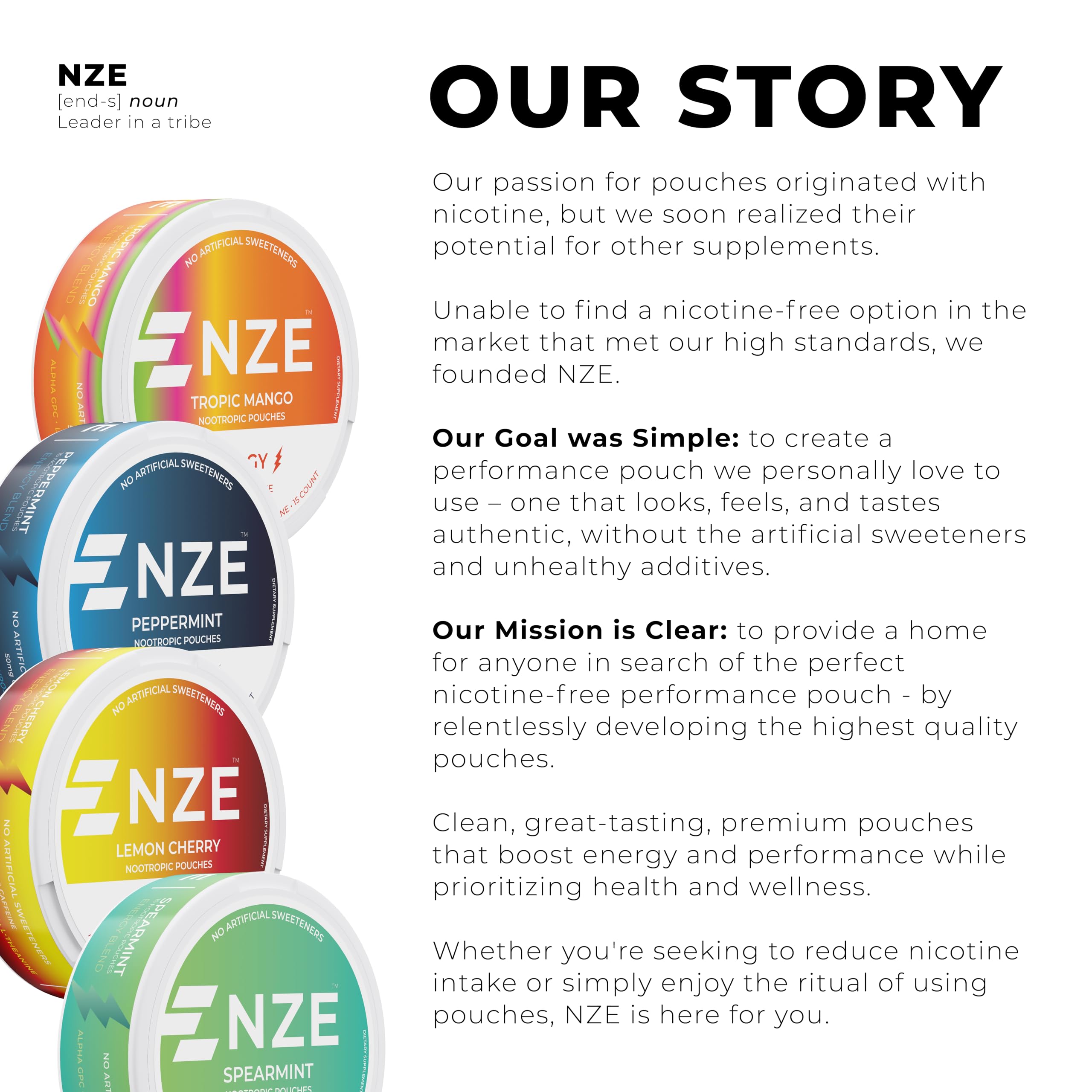 NZE Nicotine-free pouch label ready for social or study sessions.