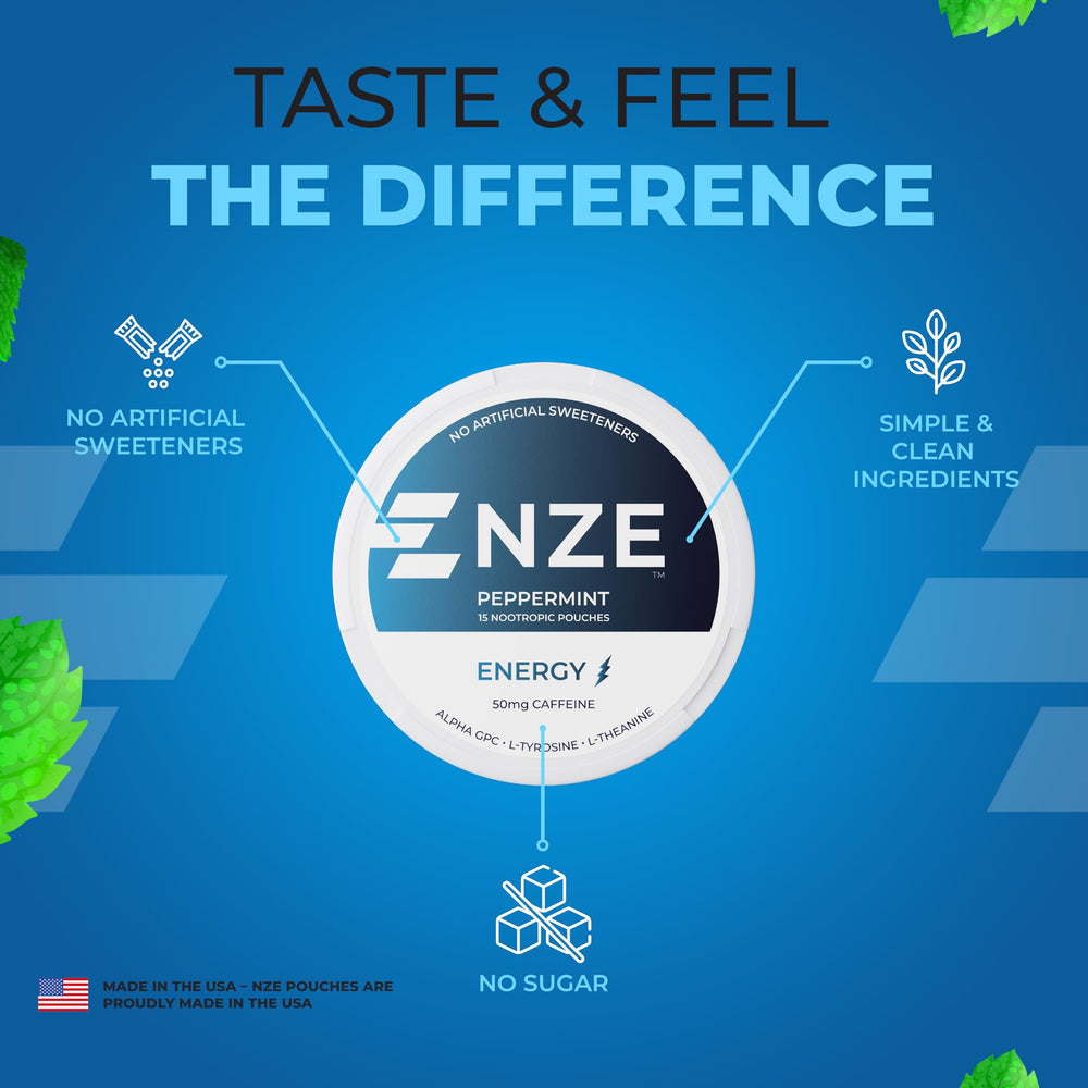 NZE Pouch being dispensed illustrates on-demand focus during work.