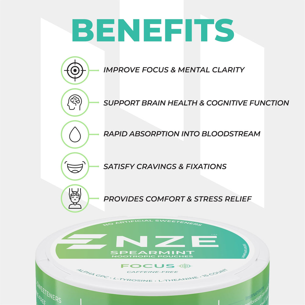 Person uses NZE pouch for quick mental clarity during tasks.