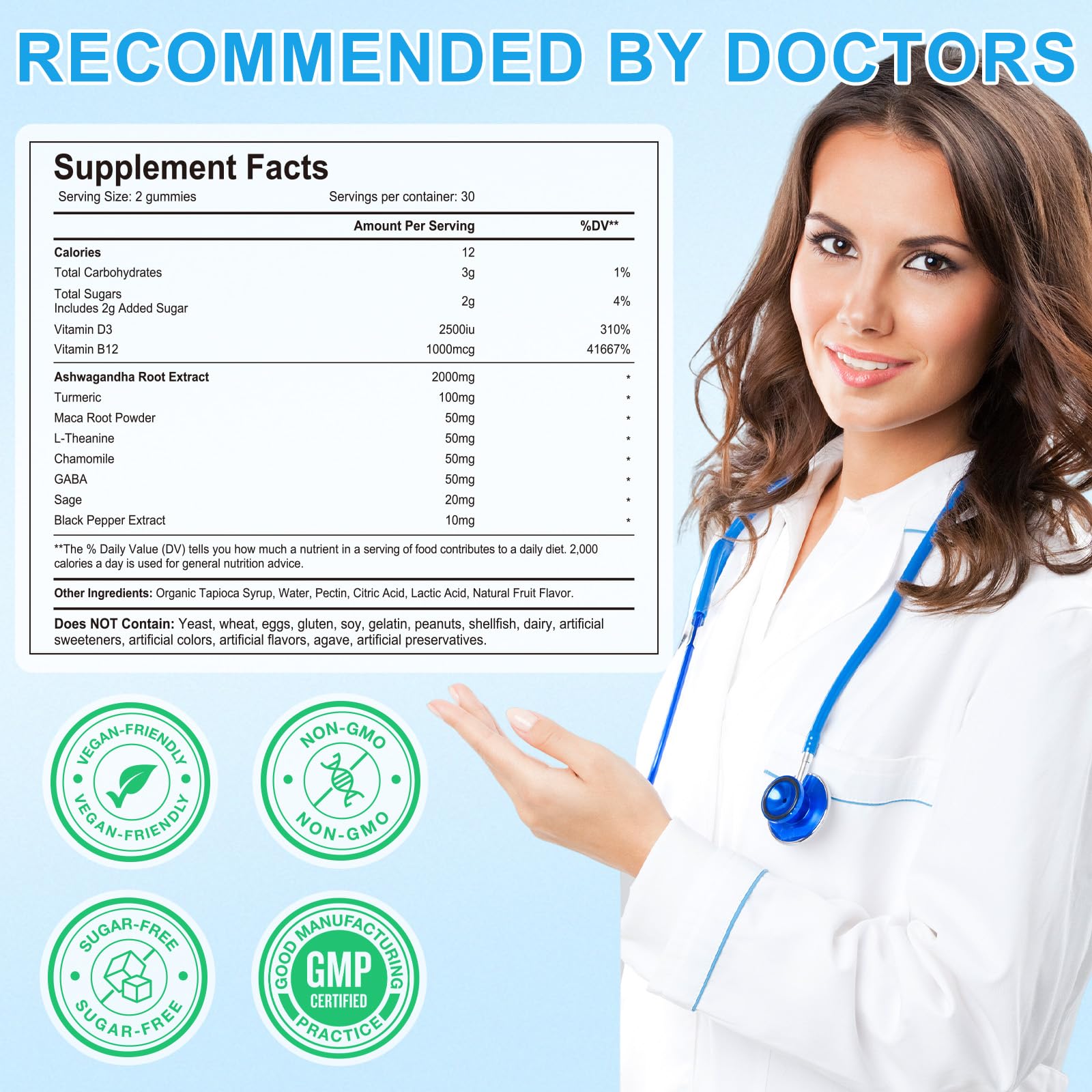 O NATURE ZIRAN Ashwagandha gummies key ingredients shown for clarity