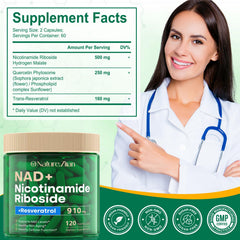 O NATURE ZIRAN NAD capsules closeup with NR formula.