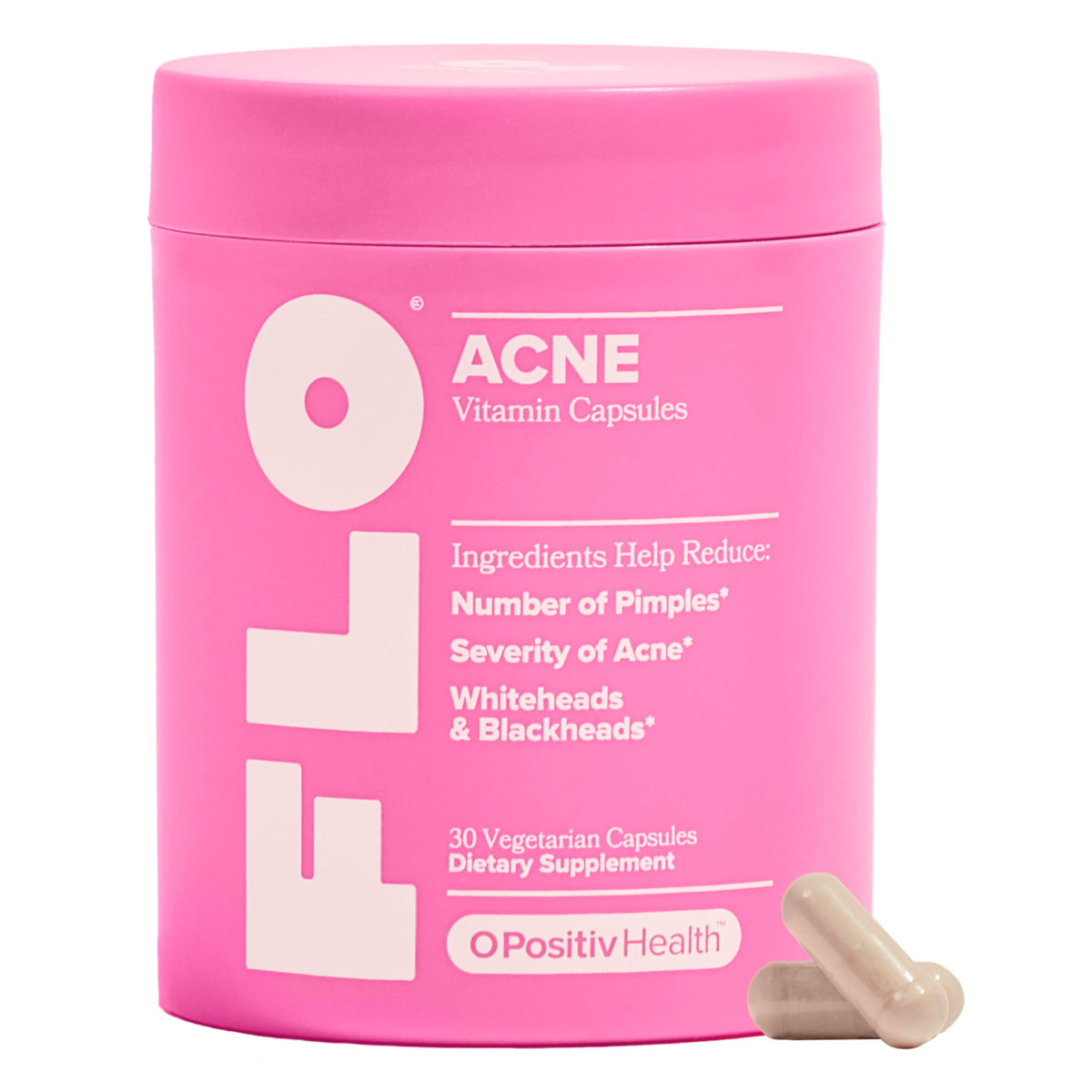 O Positiv FLO Acne capsules packaging for daily skin support