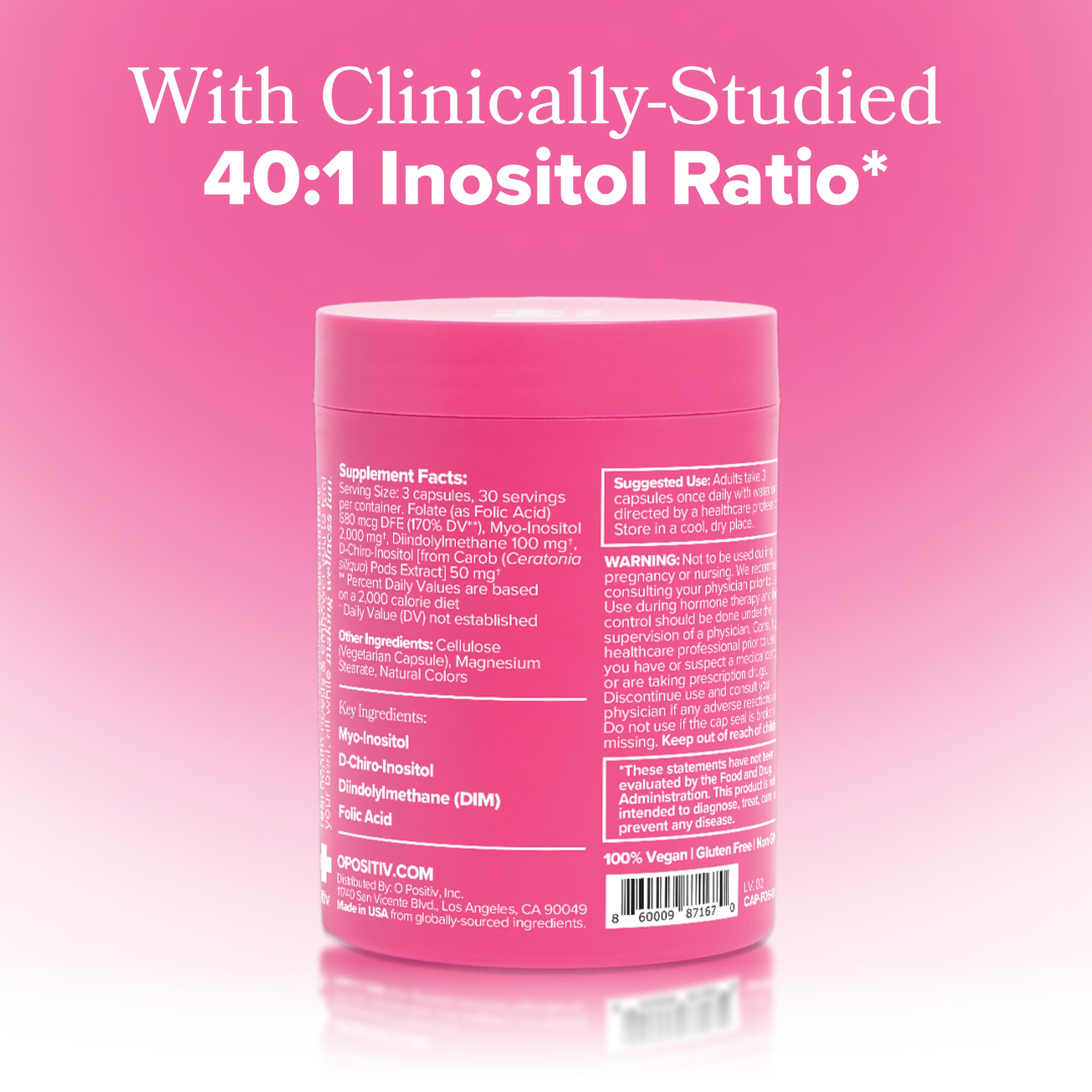 O Positiv FLO glass with water and capsules for daily routine use.