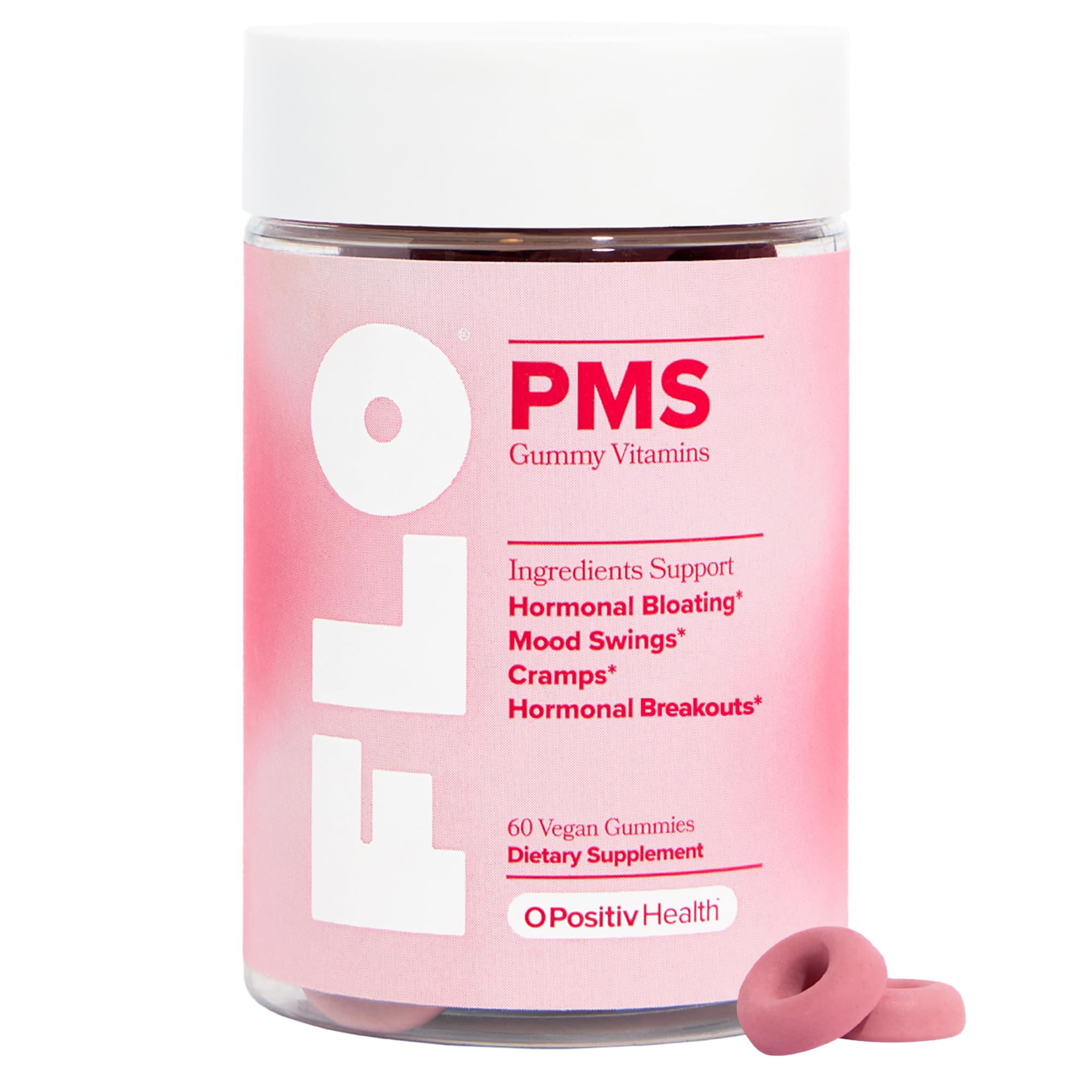 O Positiv FLO PMS Gummies bottle front for daily mood support