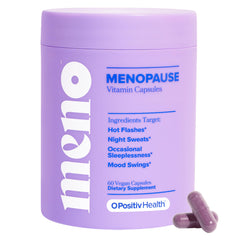 O Positiv MENO bottle front showing hormone-free menopause support for hot flashes.