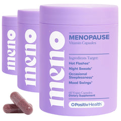 O Positiv MENO bottle front for an easy daily menopause capsule routine.