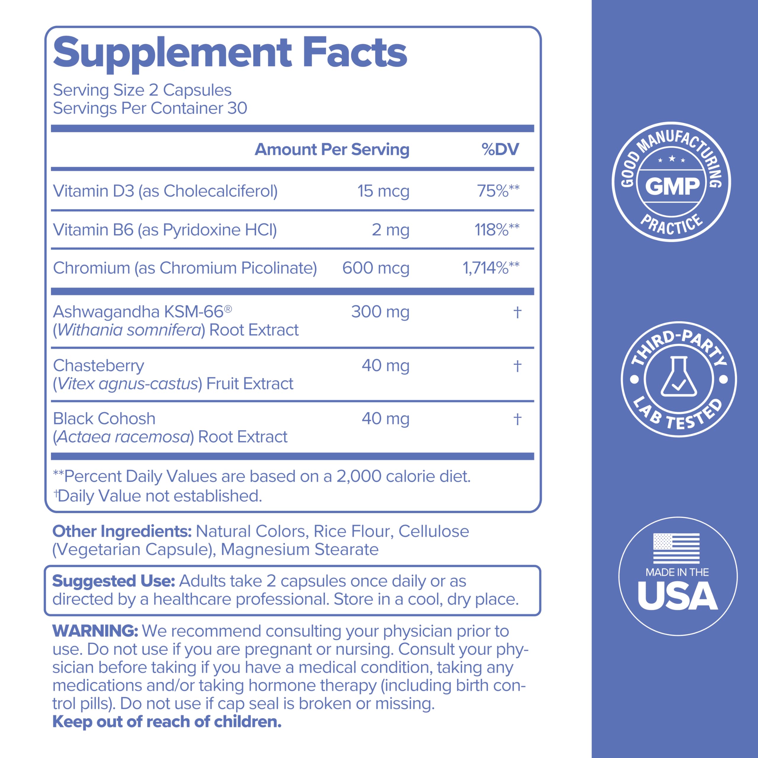 O Positiv MENO bottle with nutrition facts for informed choice.