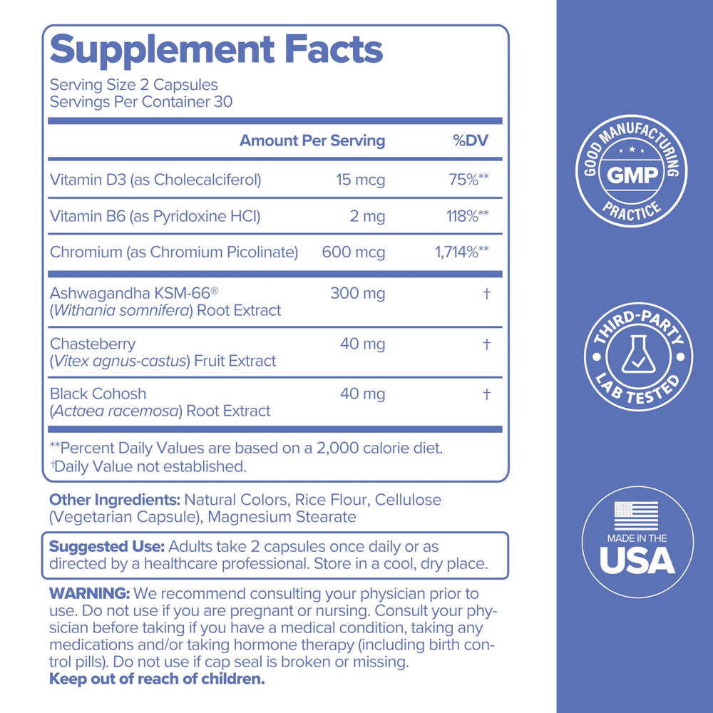 O Positiv MENO bottle with nutrition facts for informed choice.
