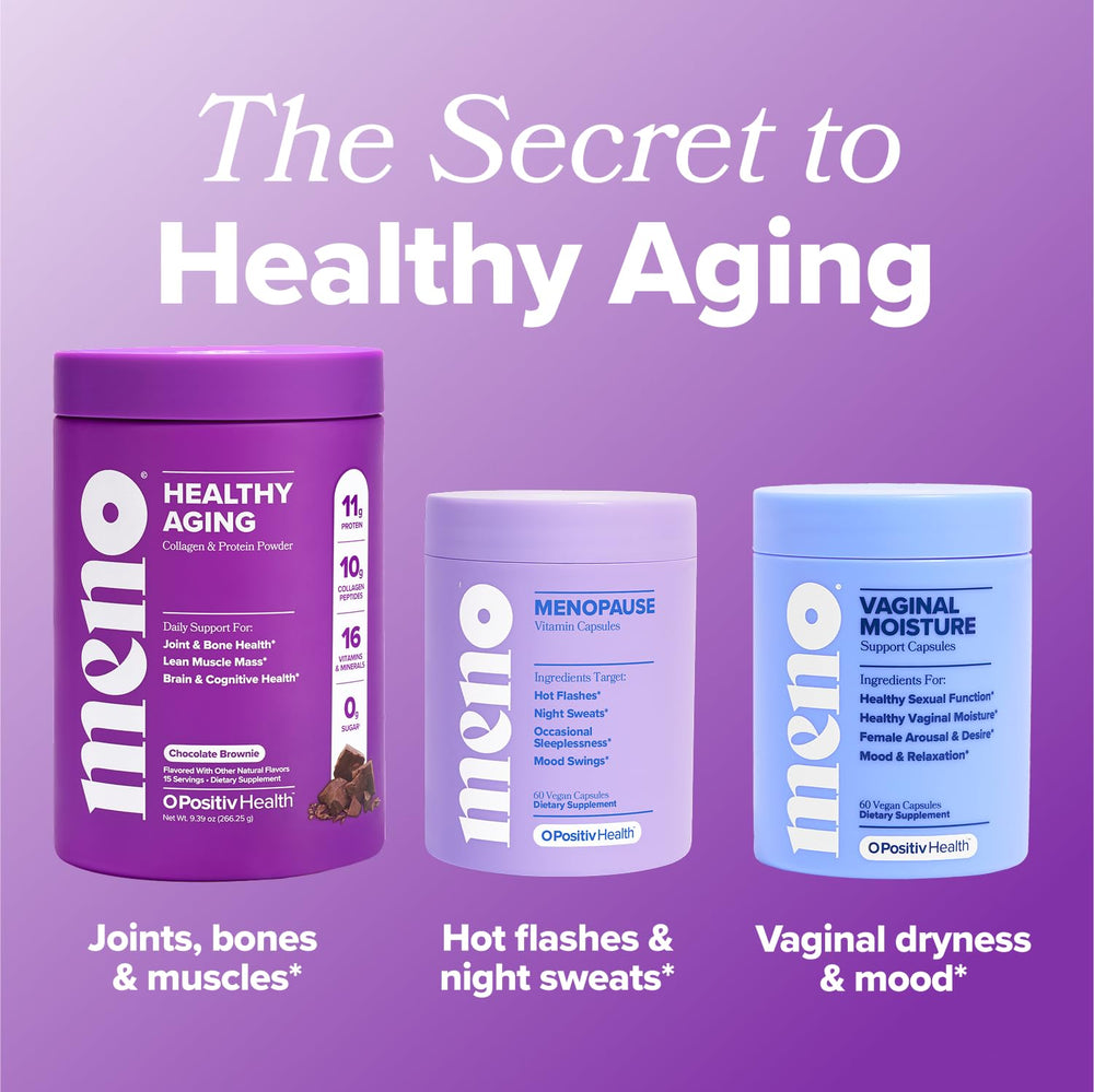 O Positiv MENO probiotics bottle emphasizes digestive and vaginal health support