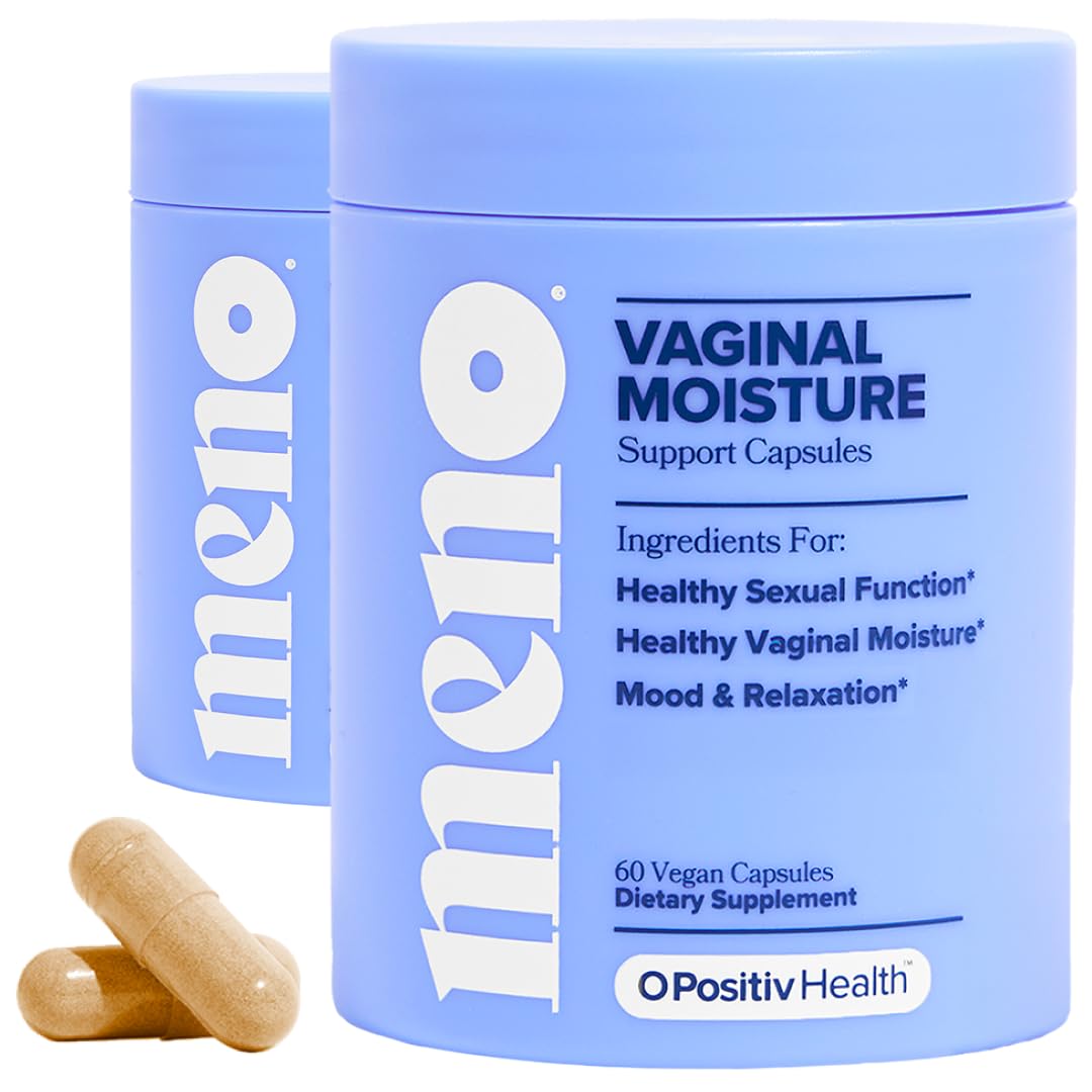 O Positiv MENO bottle front label showing moisture support in a hormone-free formula