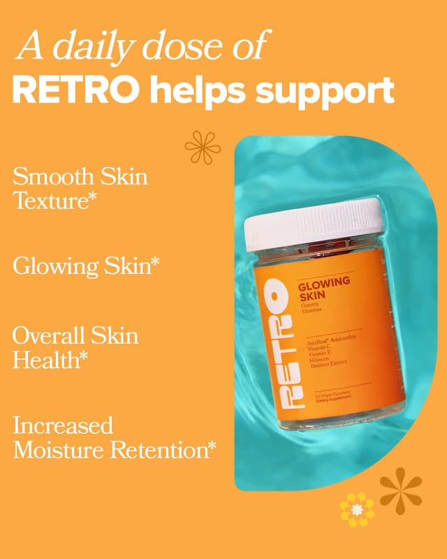 O Positiv RETRO gummy ingredients on label highlighting vegan antioxidants.