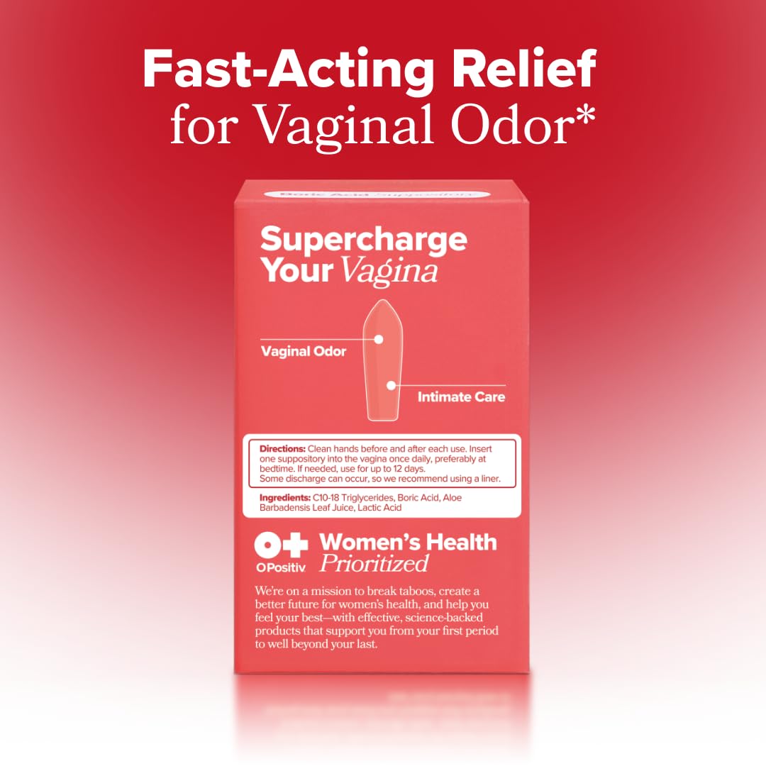 O Positiv URO boric acid vaginal suppository packaging for discreet travel.