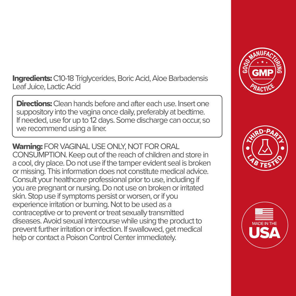 O Positiv URO boric acid vaginal suppository gluten-free and paraben-free.