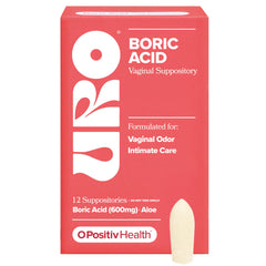 O Positiv URO boric acid vaginal suppository packaging for easy daily use.