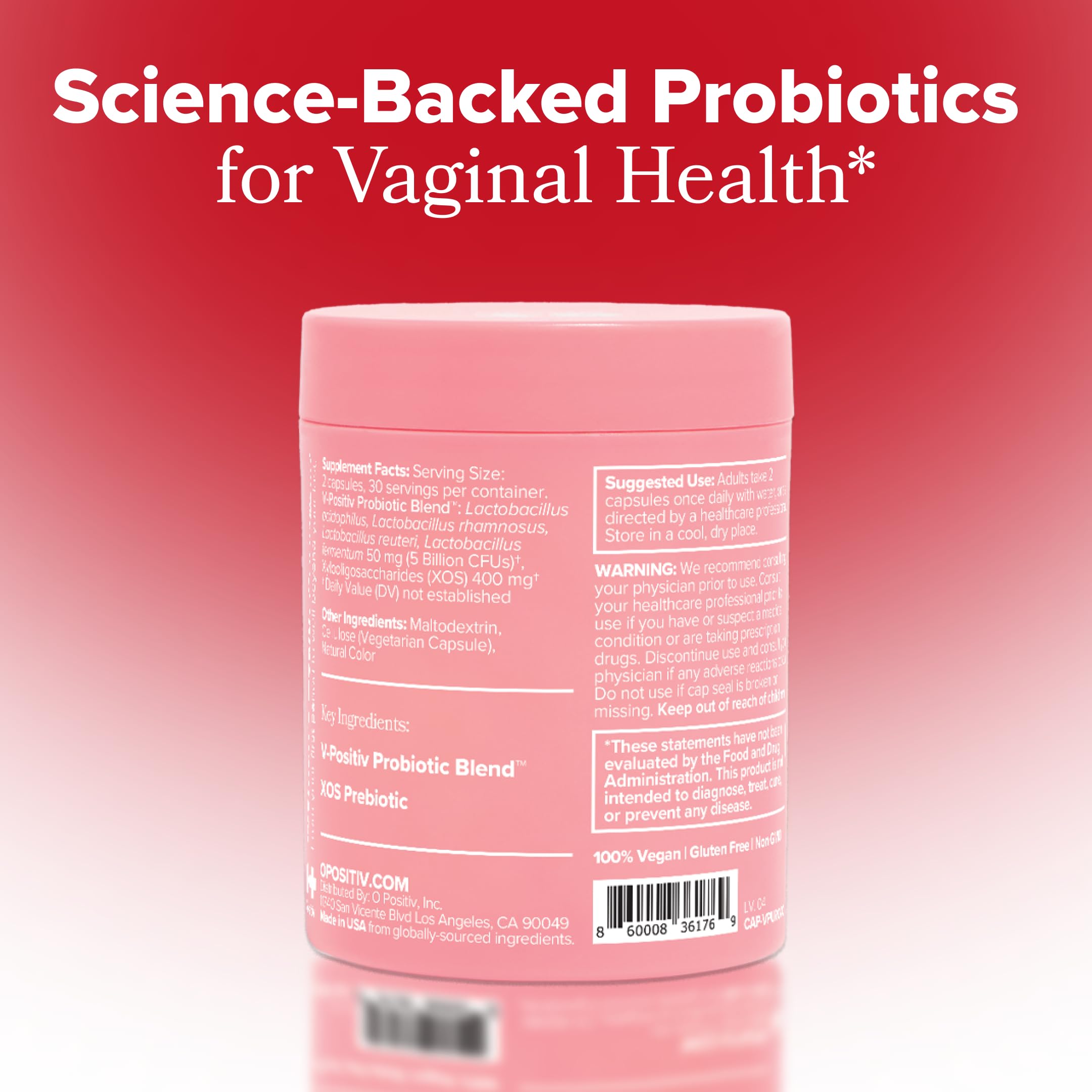 Front label of O Positiv URO emphasizes quality ingredients and science-led formulation.